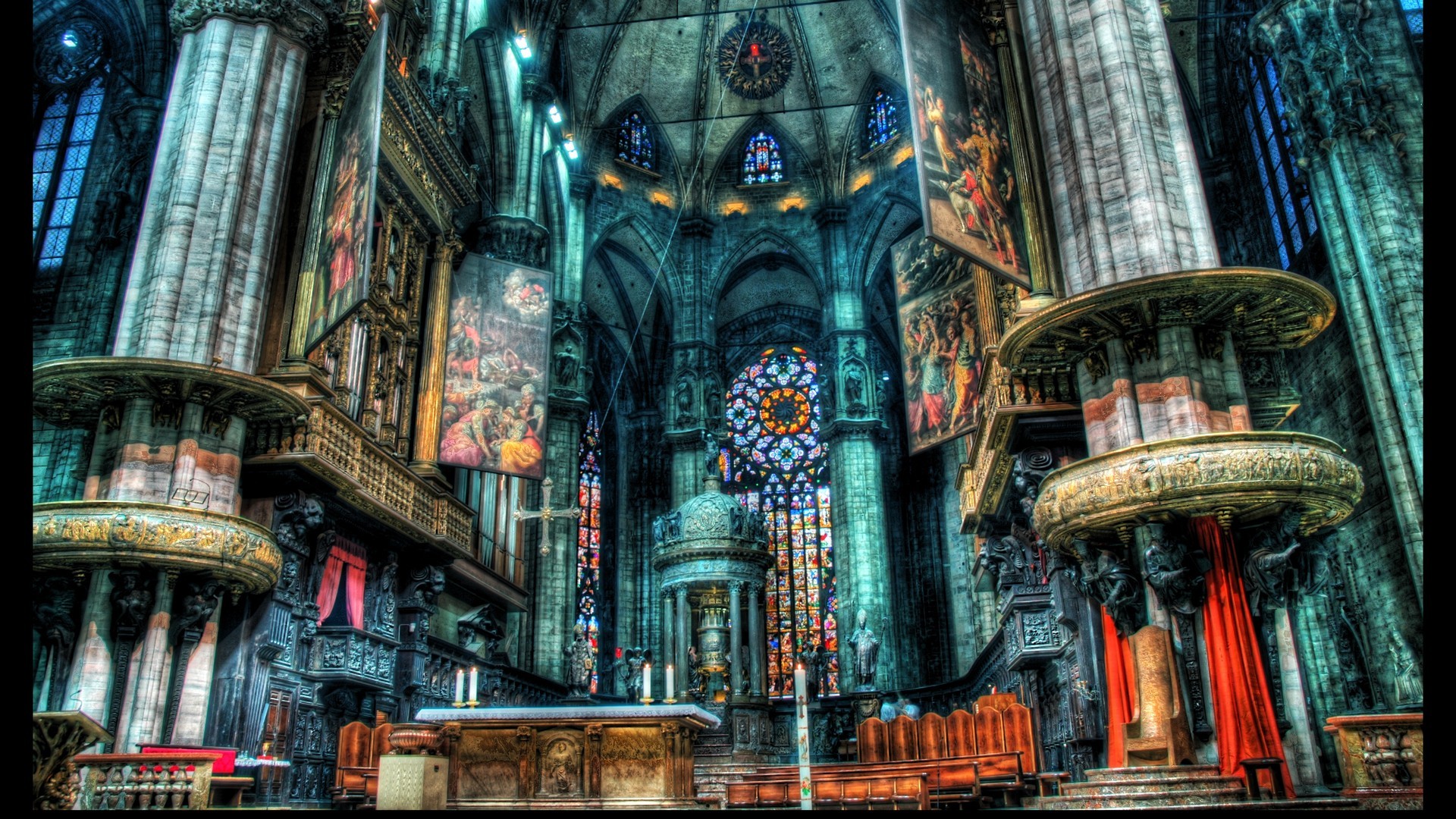 Church Milan Milan Cathedral Cathedral HDR Architecture 1920x1080
