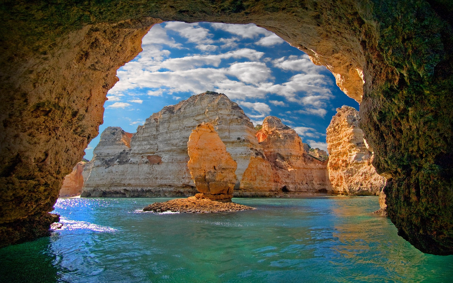 Nature Landscape Cave Sea Island Clouds Portugal Erosion Water Rock Formation 1920x1200