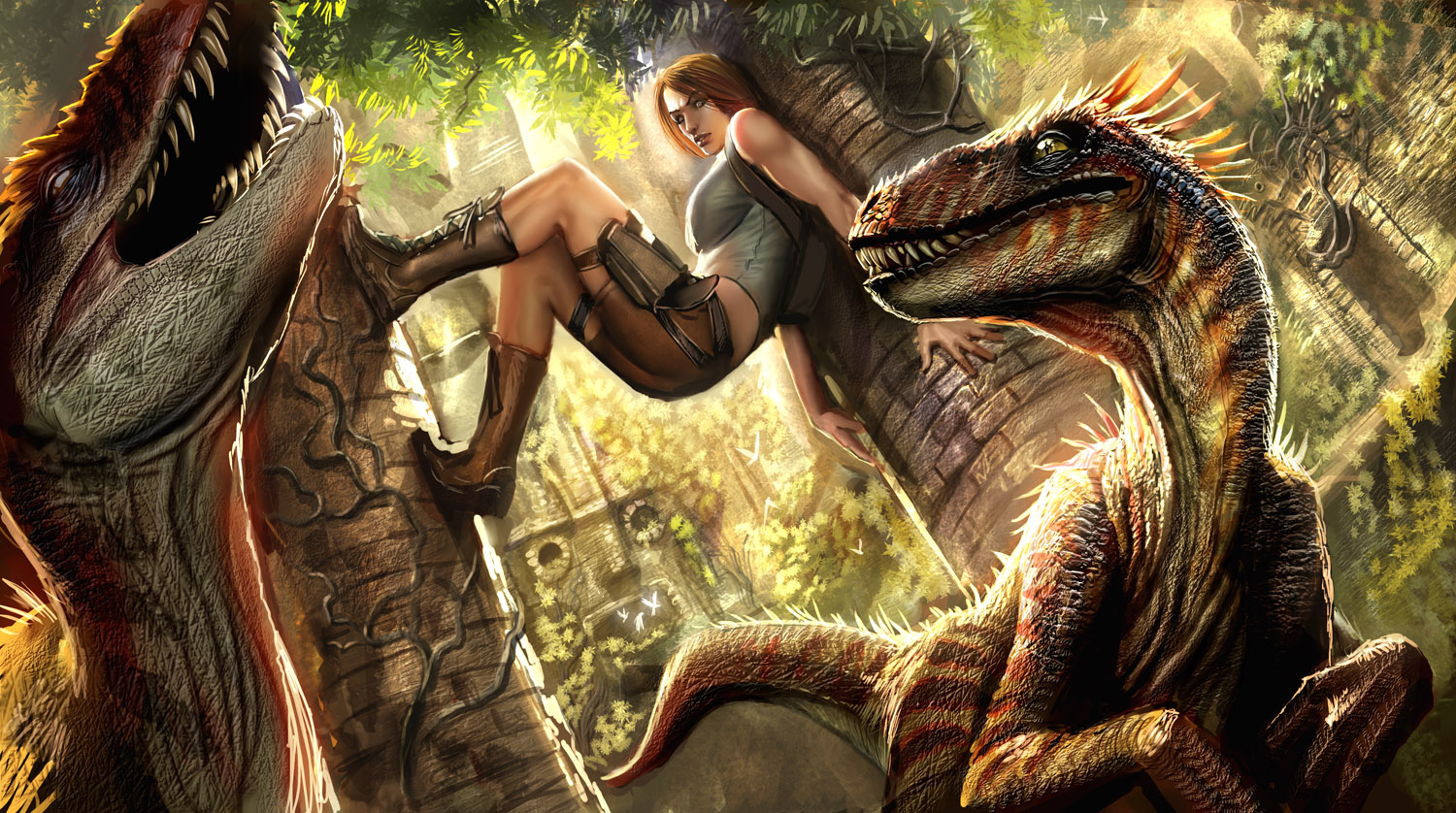 Nebezial Lara Croft Velociraptors Tomb Raider 1500x838