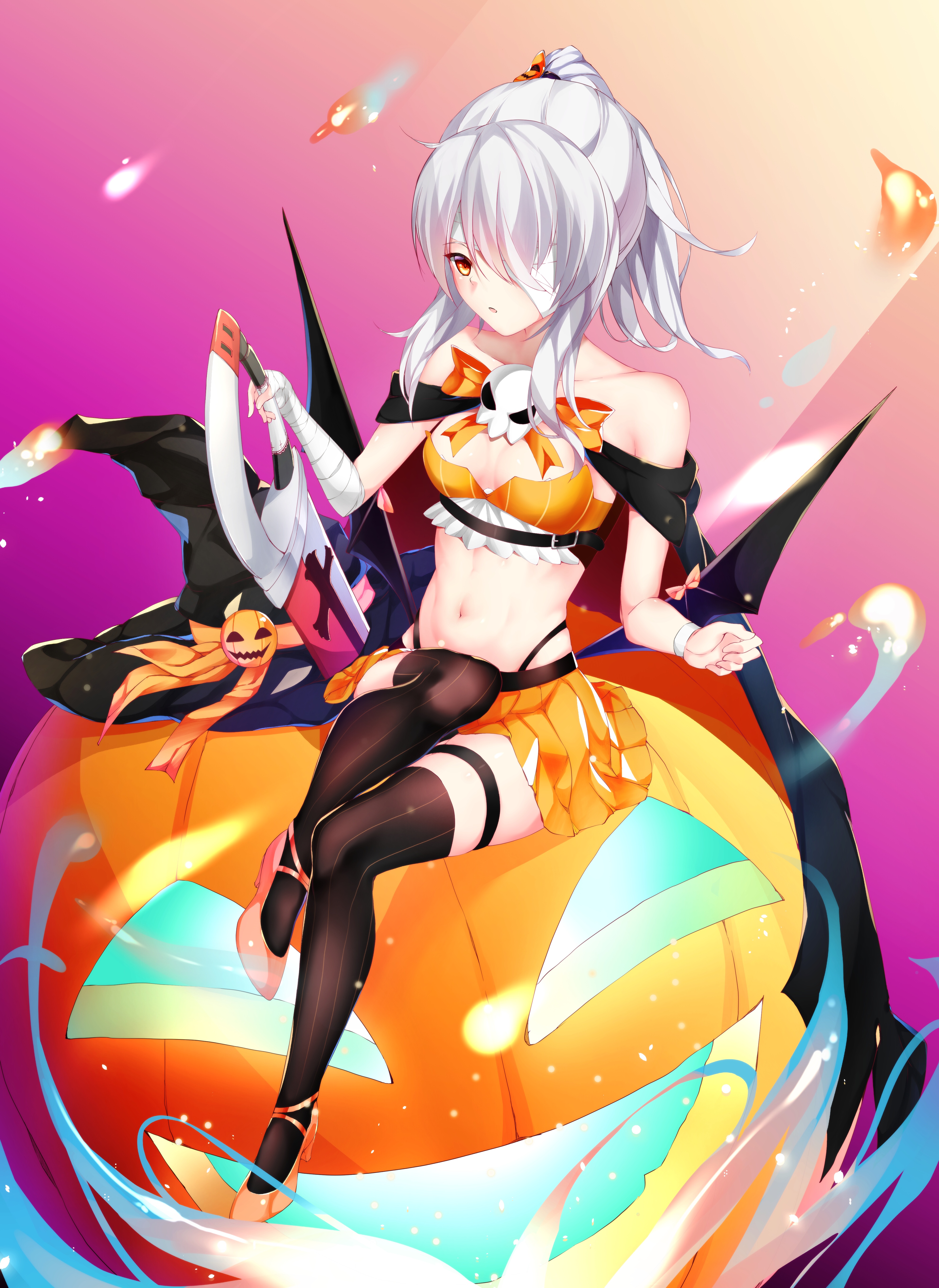 Pumpkin Halloween Bilan Hangxian Heels Sword Thigh Highs Wings Azur Lane Ayanami Azur Lane 3969x5443