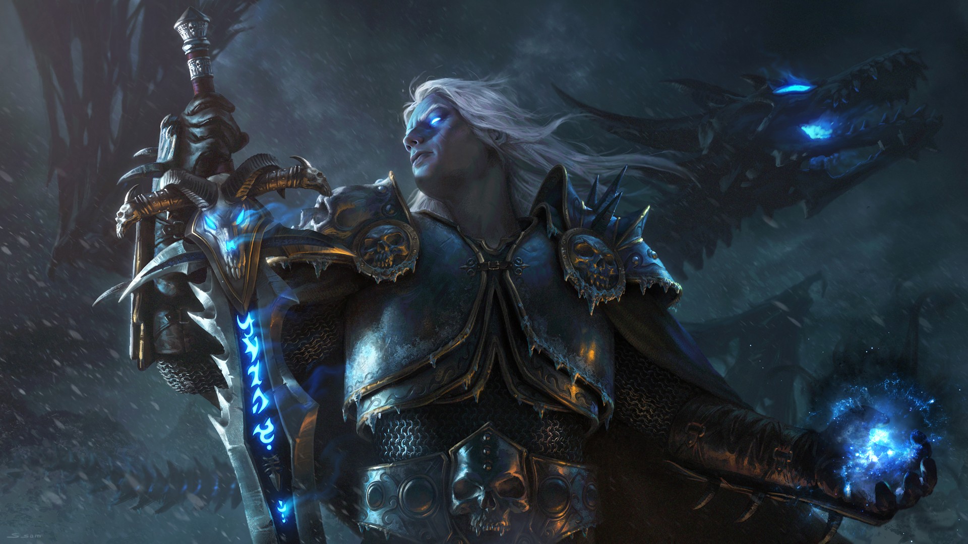 World Of Warcraft Lich King Arthas Menethil Dragon World Of Warcraft Wrath Of The Lich King Video Ga 1920x1080