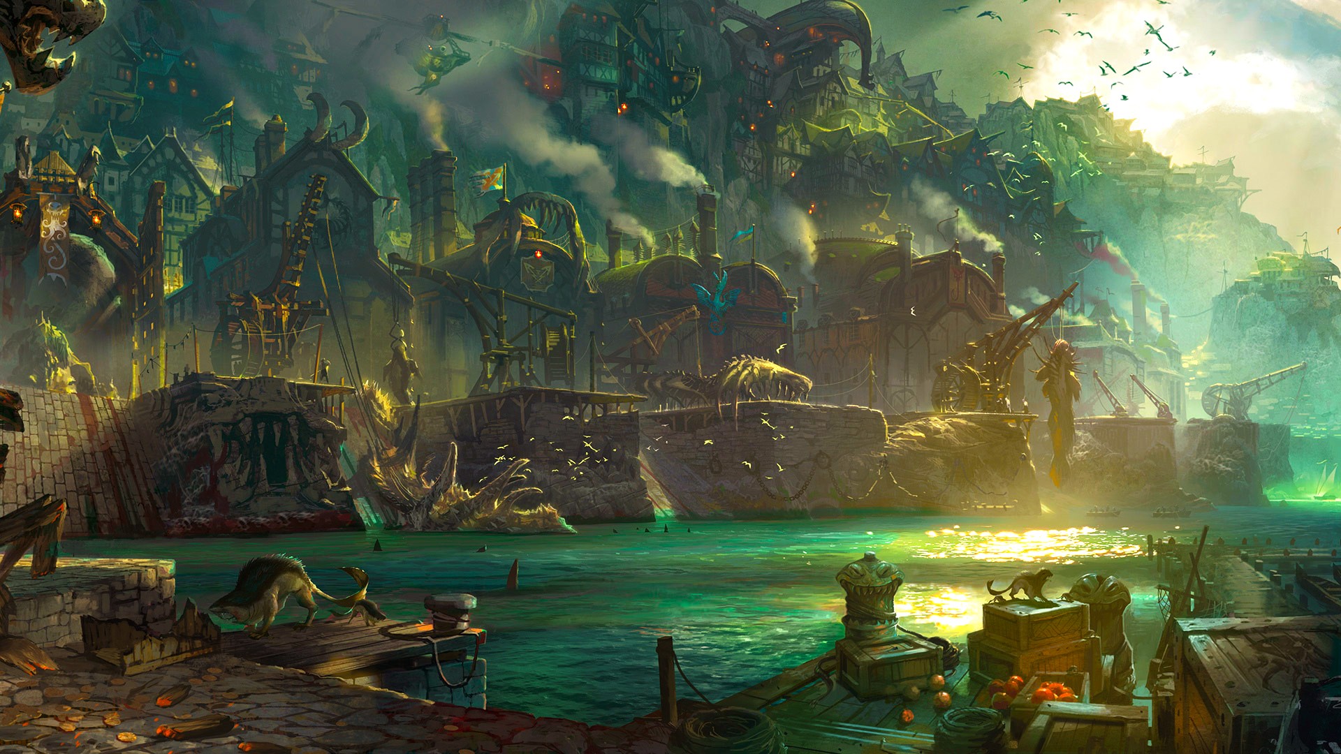 League Of Legends Bilgewater Fantasy Art Pirates Ports 1920x1080