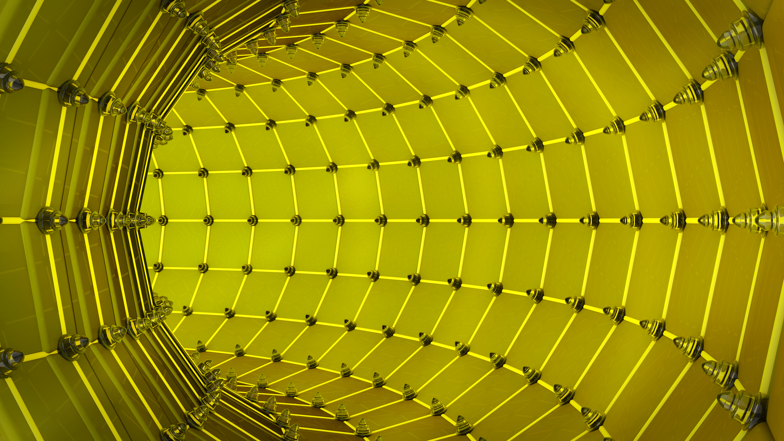 Tunnel 3D Abstract Yellow Stripes Twist 2560x1440