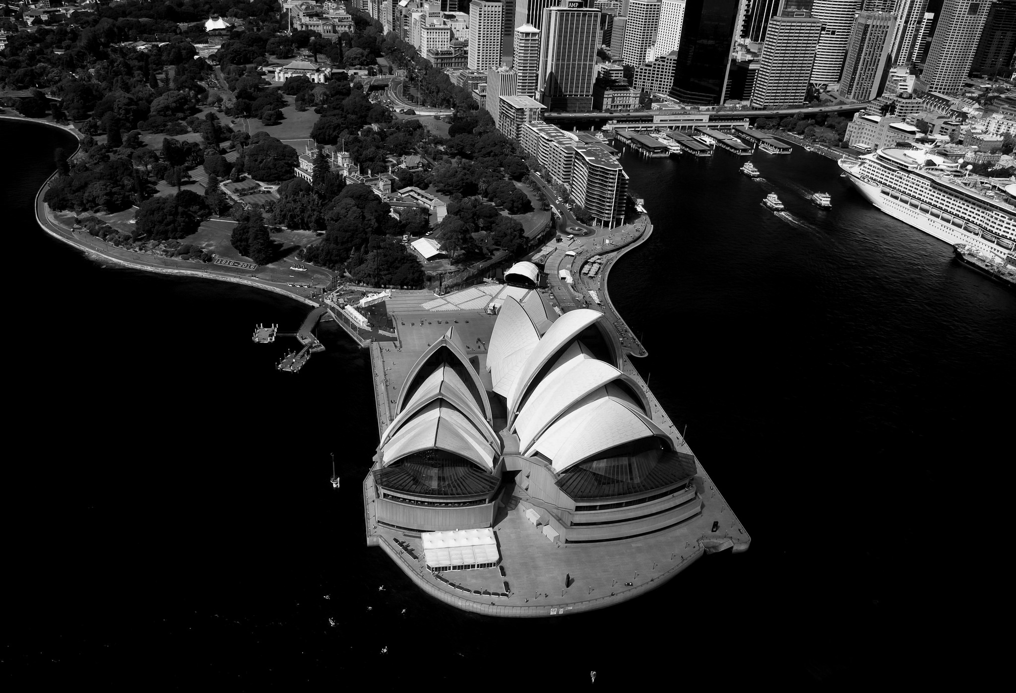 Sydney Opera House Building Aerial Black Amp White Australia Circular Quay Sydney Harbour 2048x1397