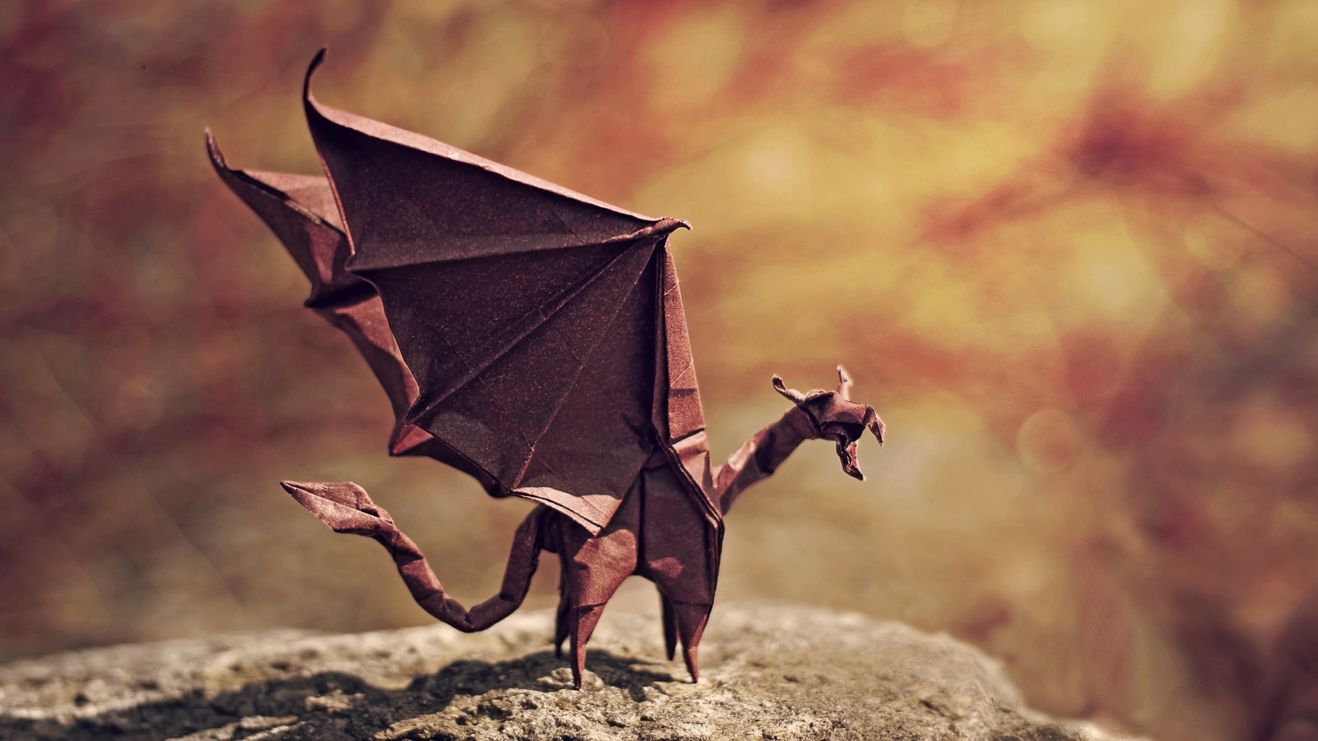 Dragon Origami Artwork Wings Stone Tail Depth Of Field Paper Nature Shadow Miniatures 1920x1080