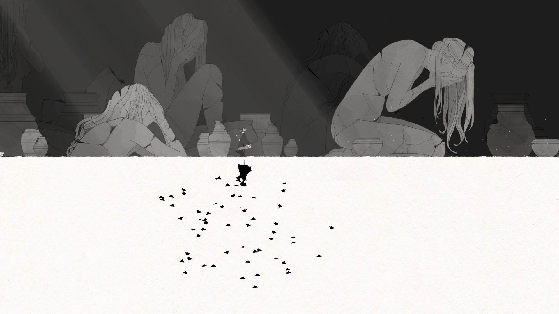 Gris Video Game Video Games Alone Sadness Monochrome 1920x1080