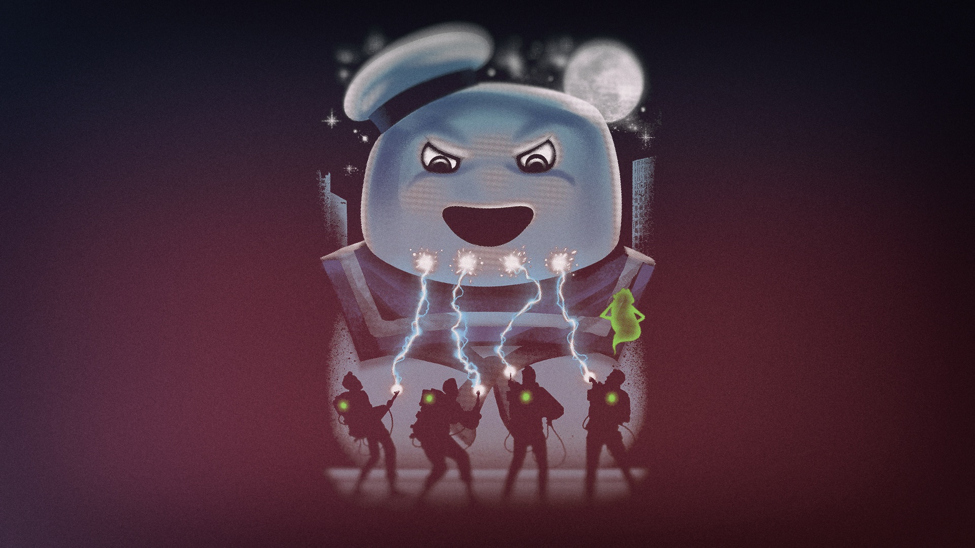 Artwork Movies Ghostbusters Marshmallow Man Red 1920x1080