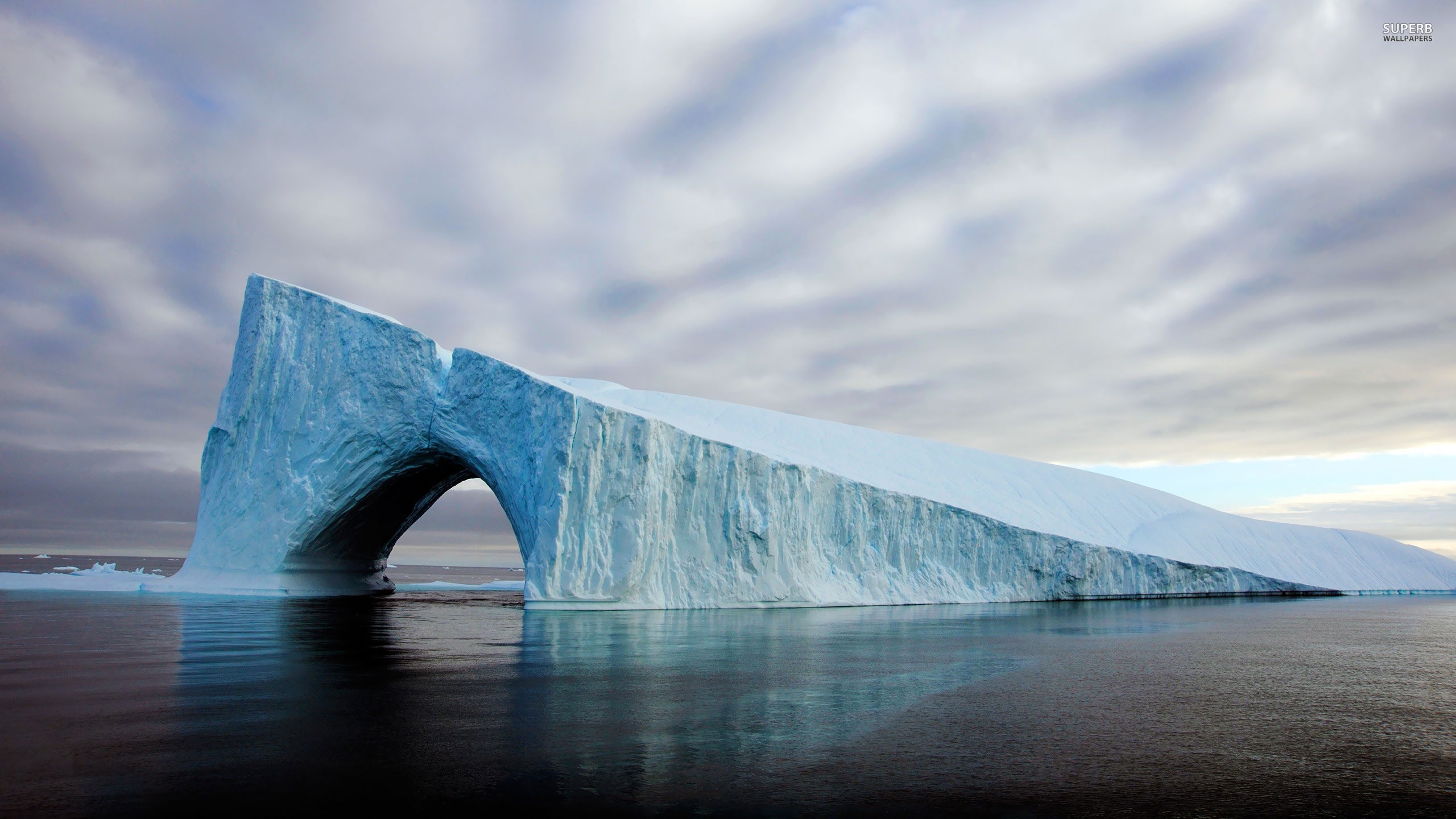 Landscape Glaciers Ice Winter Arctic Iceberg Sea Water Clouds Nature 2560x1440