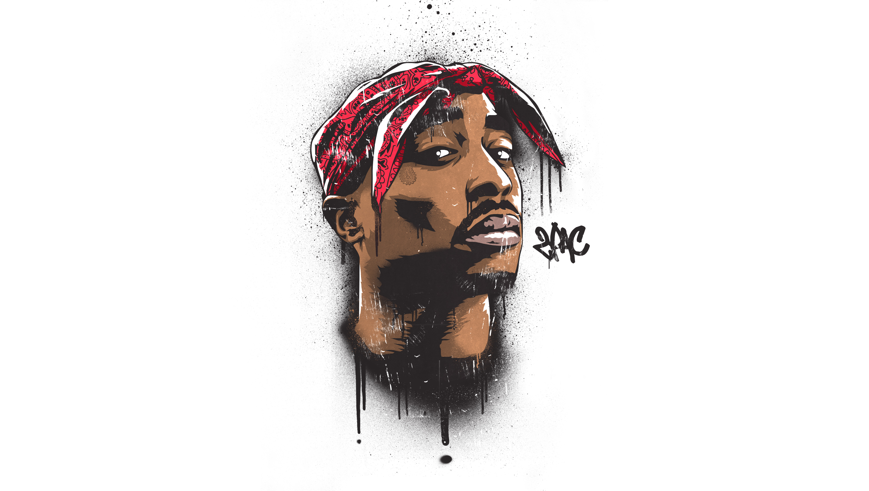 2Pac Hip Hop Makaveli Men Artwork Music White Background 3000x1697