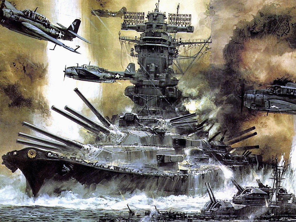 World War Ii Yamato Battleships War Ship Military Artwork 1024x768