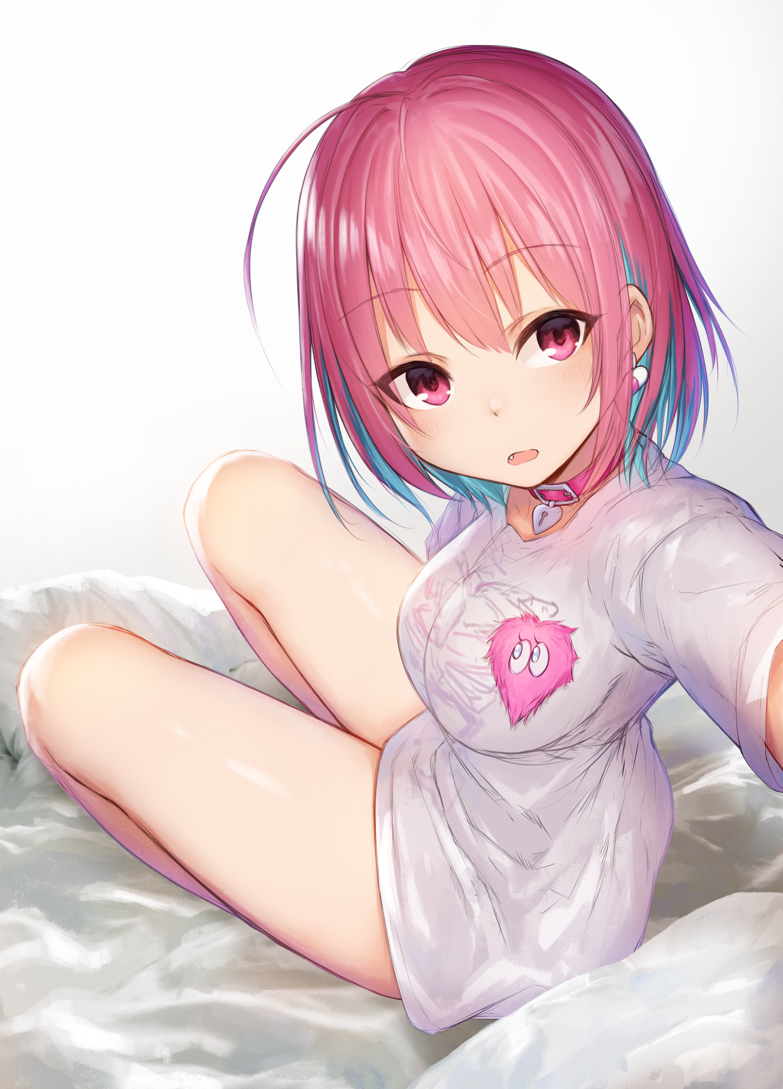 Anime Girls Anime THE IDOLM STER Cinderella Girls Riamu Yumemi Pink Hair Pink Eyes Collar 2645x3679