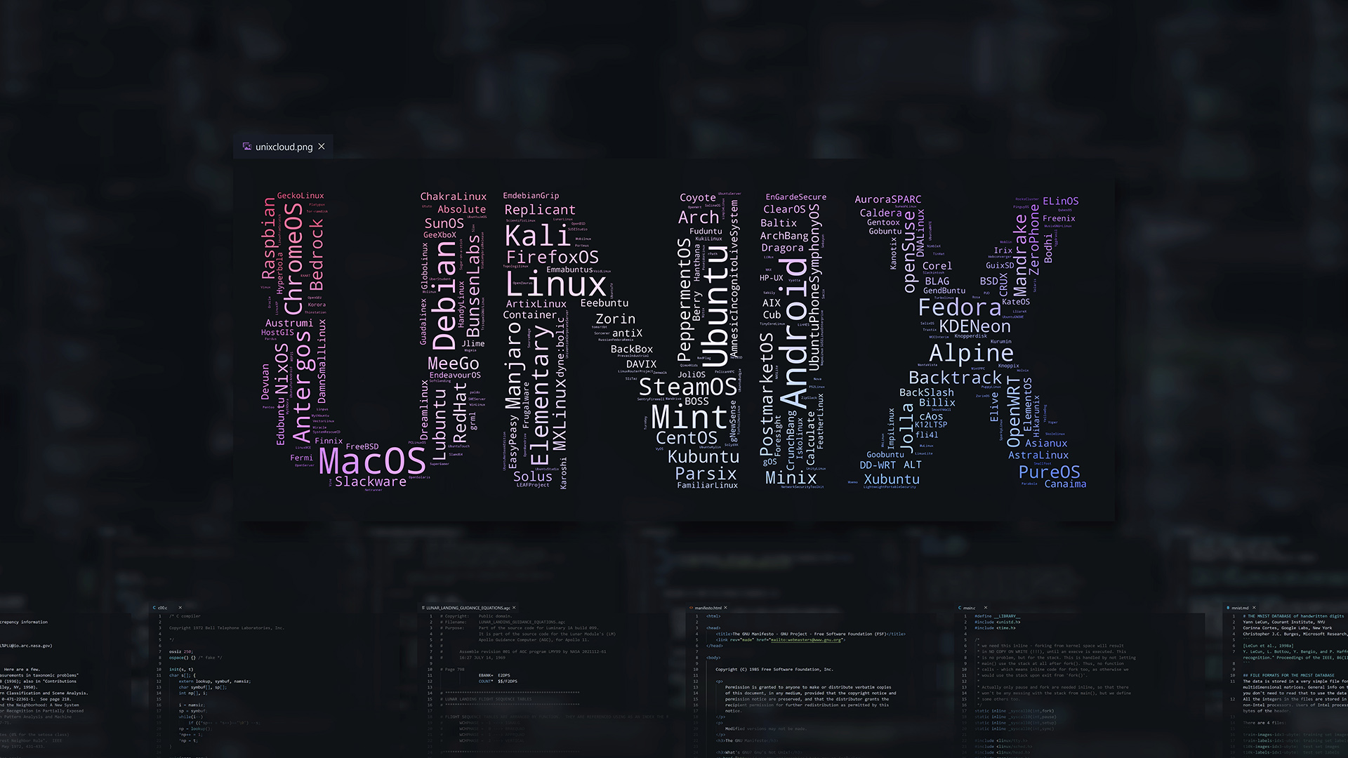 Unix Code Programming Technology Linux MacOS Ubuntu Mint Debian Matrix 1920x1080