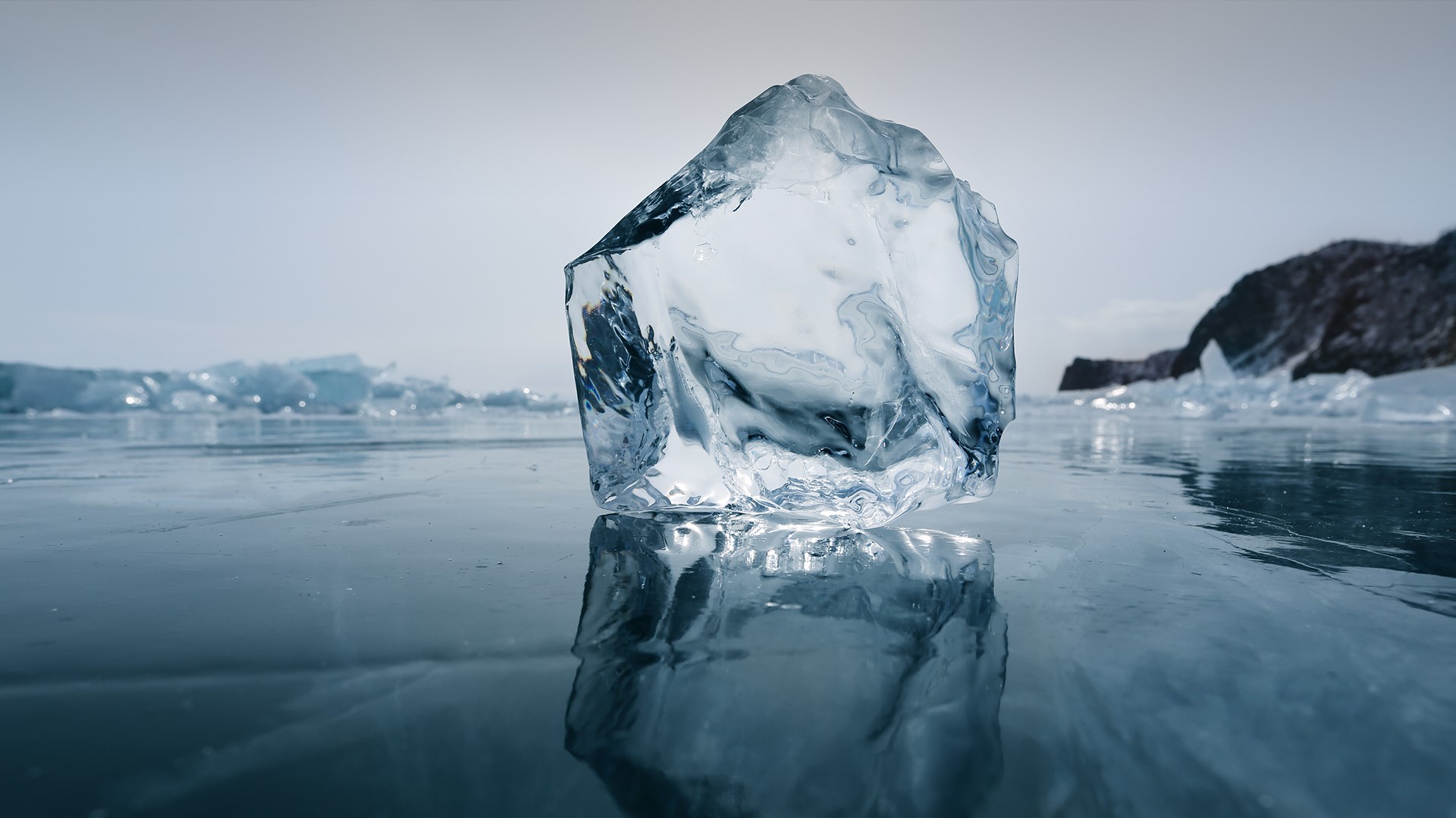 Nature Landscape Ice Frozen Lake Crystal Lake Baikal Russia Sky 1920x1080