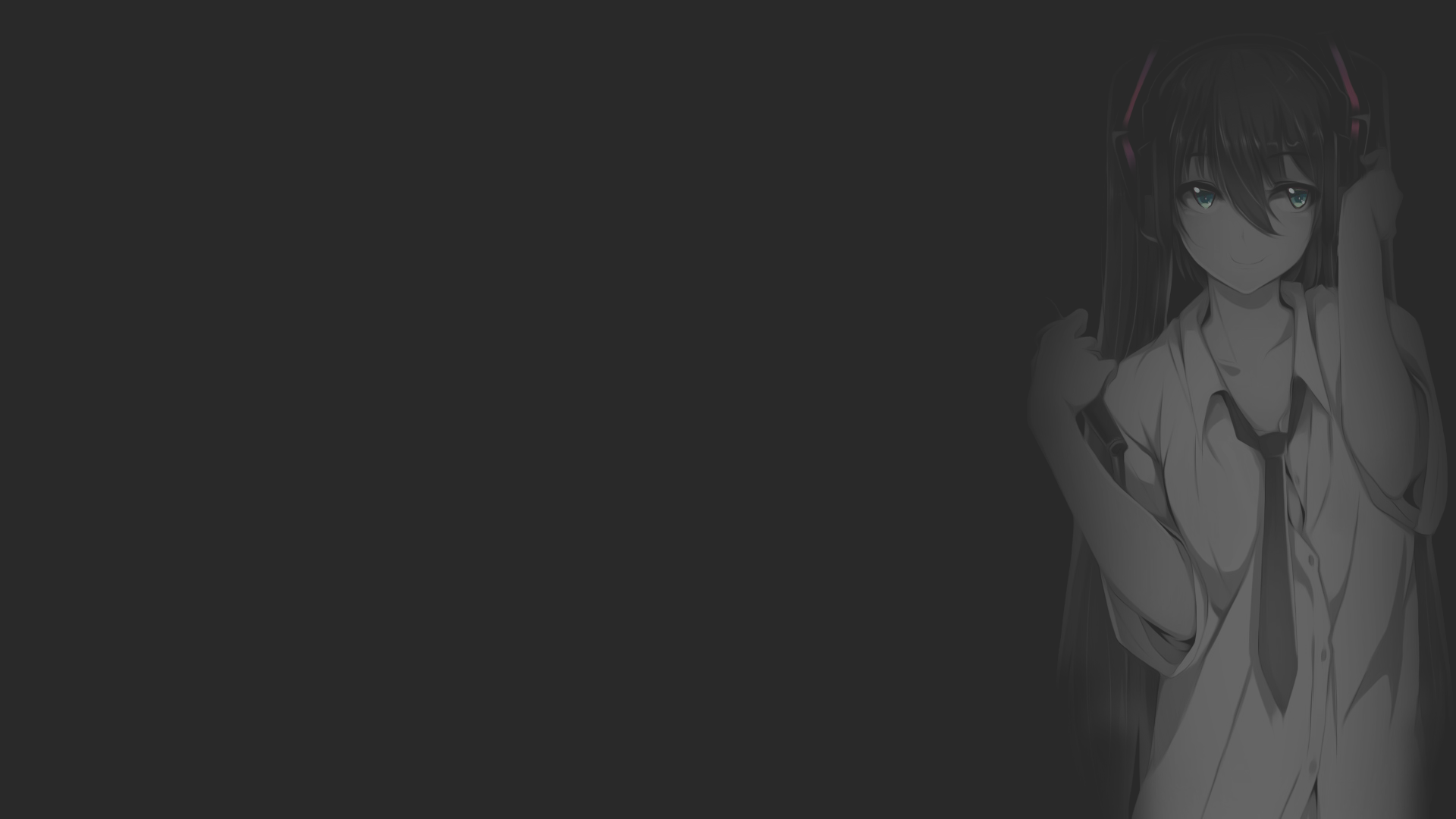 Anime Anime Girls Illustration Fan Art Vocaloid Minimalism Monochrome Dark Background Selective 