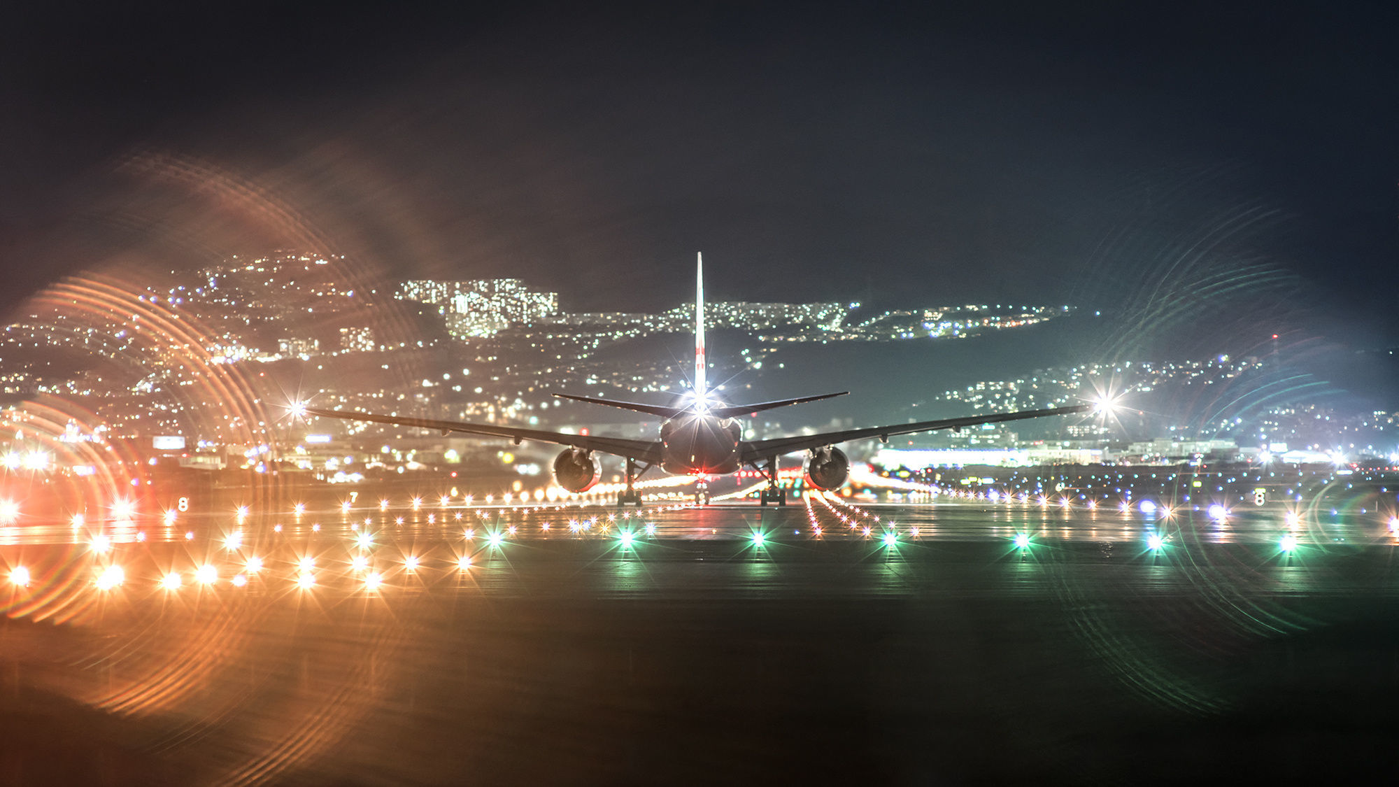 Boeing 777 Boeing Aircraft Passenger Plane Night Light 2000x1125