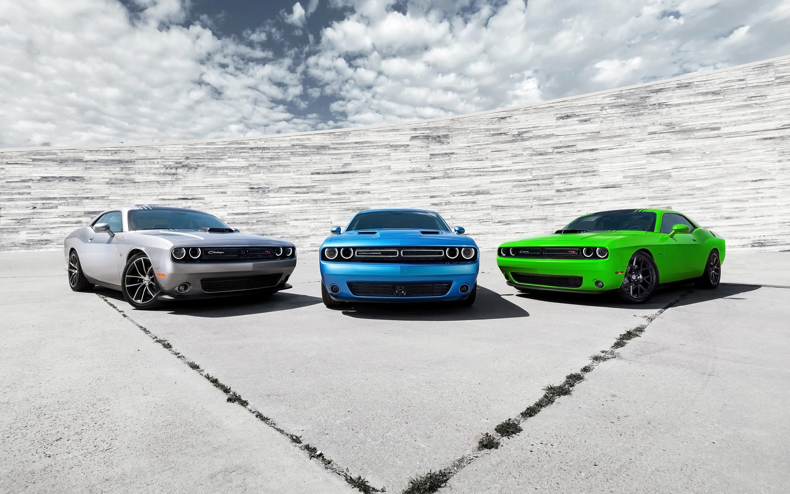 Dodge Dodge Challenger Car Muscle Cars Dodge Challenger R T Silver Cars Clouds Blue Cars Green Cars 2560x1600