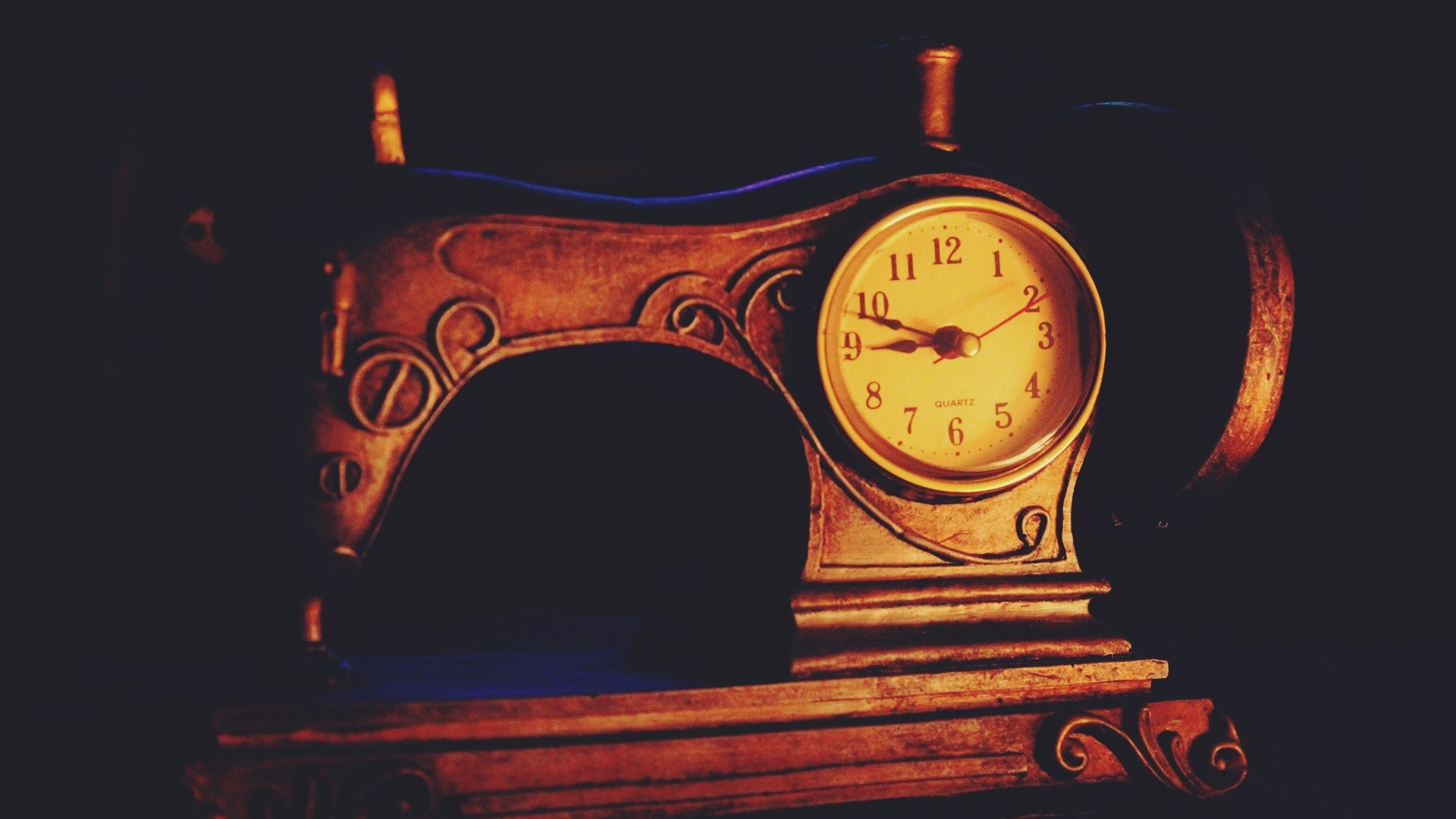 Vintage Old Clocks Antiques Night Retro Style Dark 1920x1080