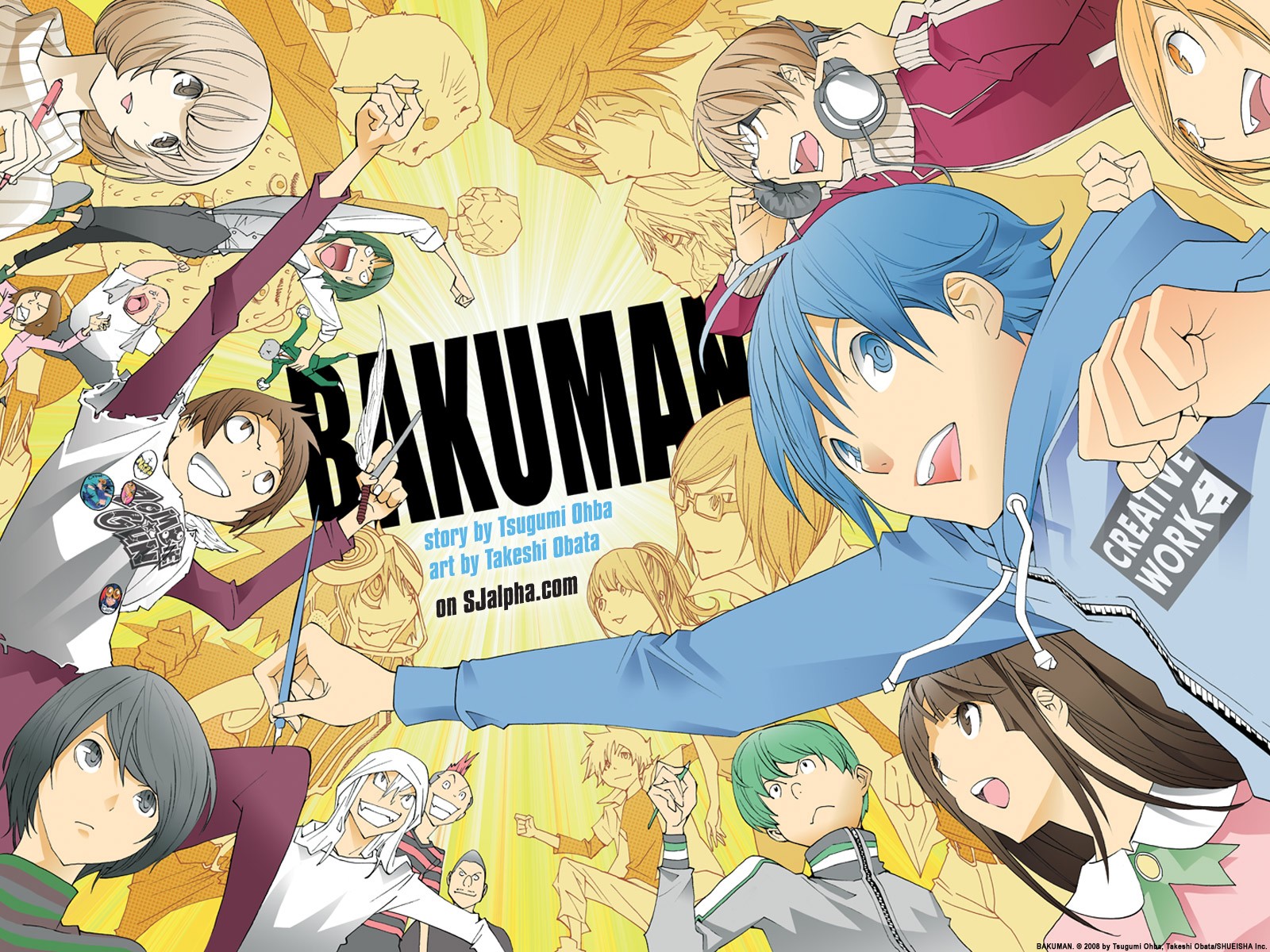 Bakuman Moritaka Mashiro Takagi Akito Niizuma Eiji Kazuya Hiramaru Ko Aoki Kaya Miyoshi Anime 1600x1200