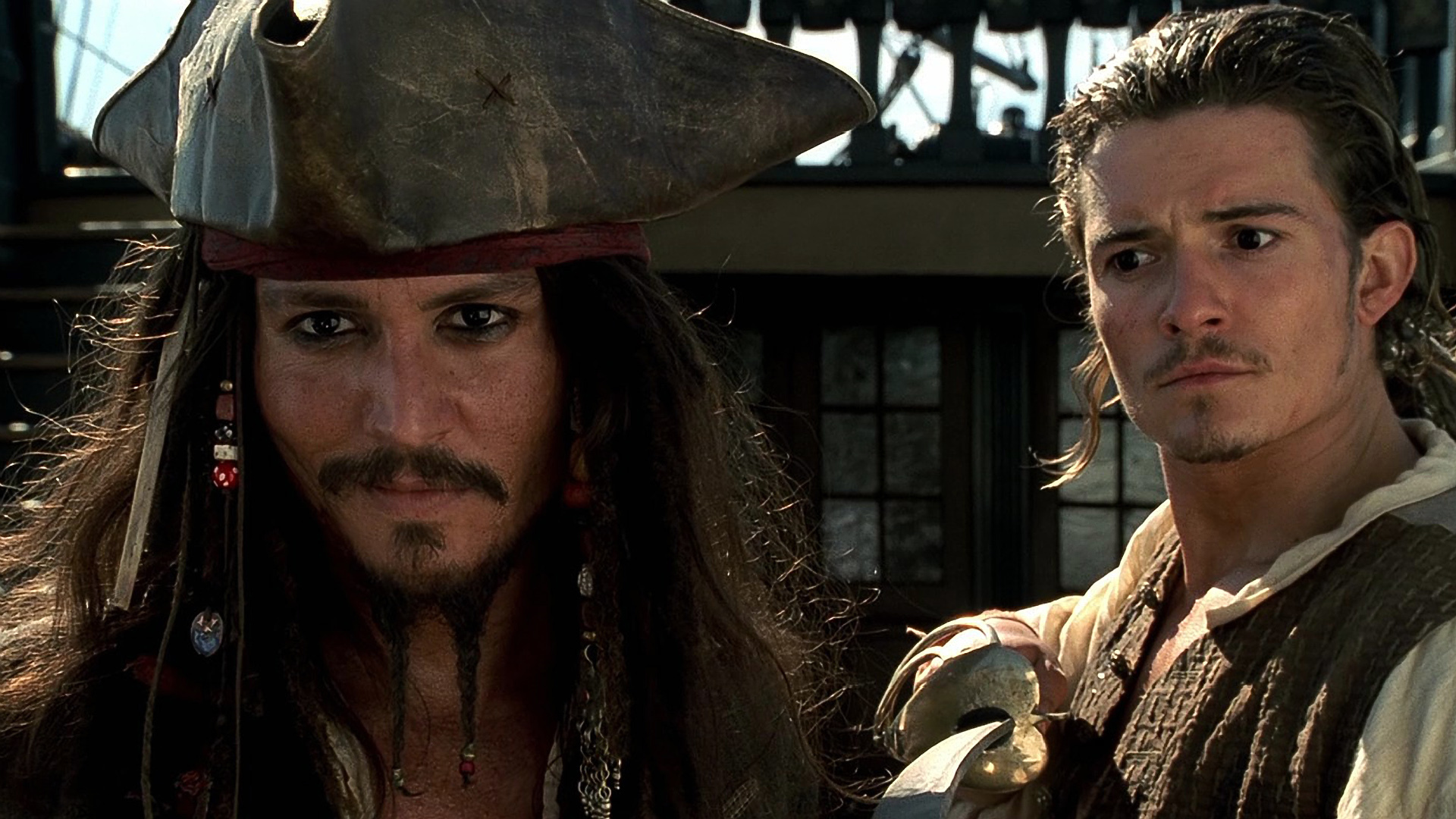 Johnny Depp Jack Sparrow Will Turner Orlando Bloom 1920x1080