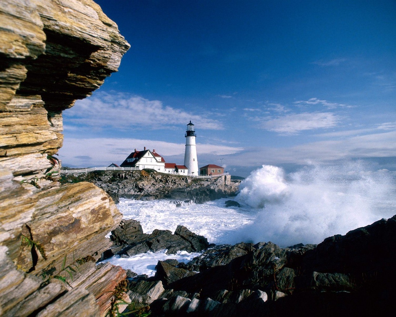 Lighthouse Beach Portland Head Light 1280x1024