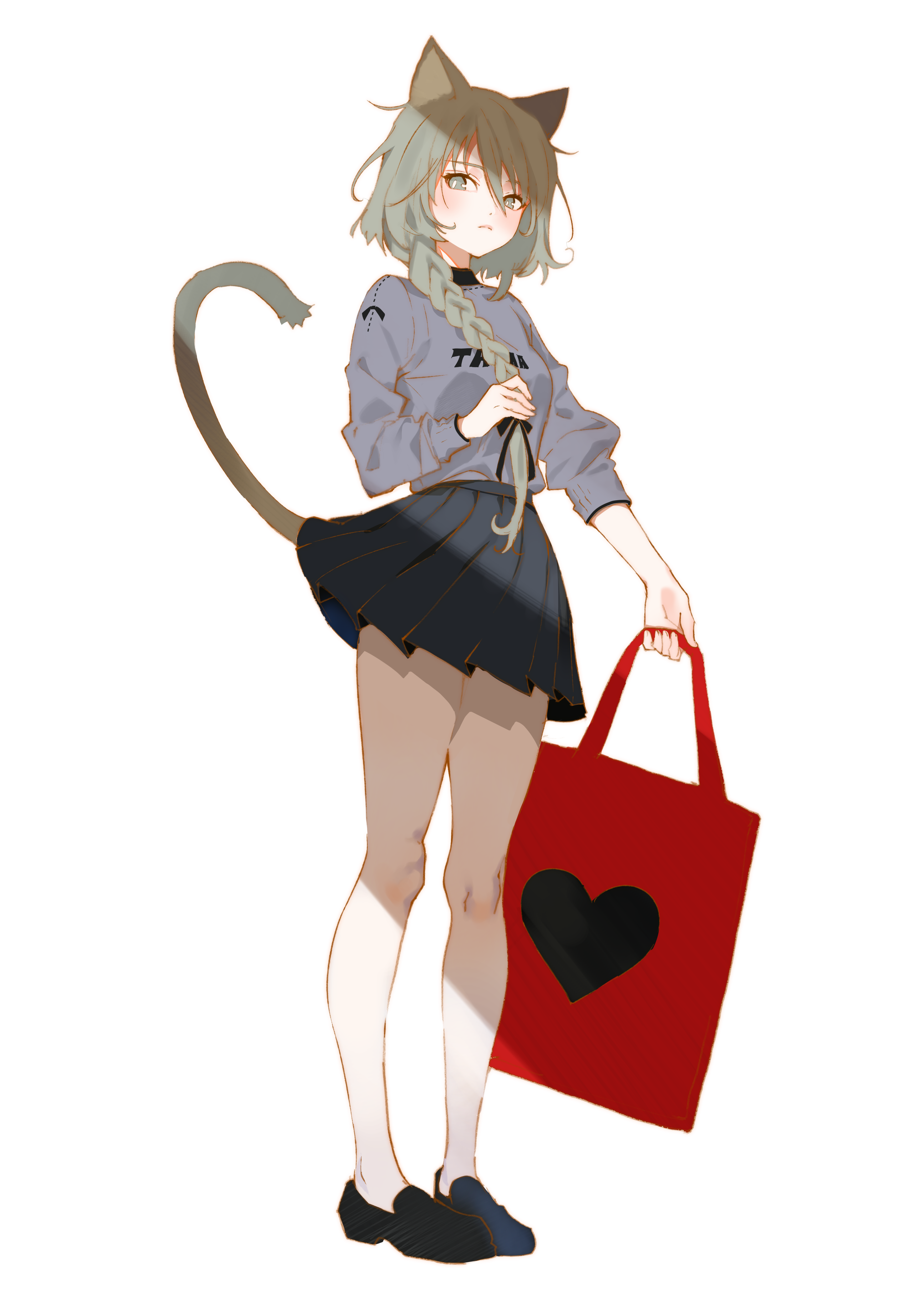 Anime Anime Girls Arutera Simple Background Original Characters Cat Girl Cat Ears Neko Ears 2591x3624