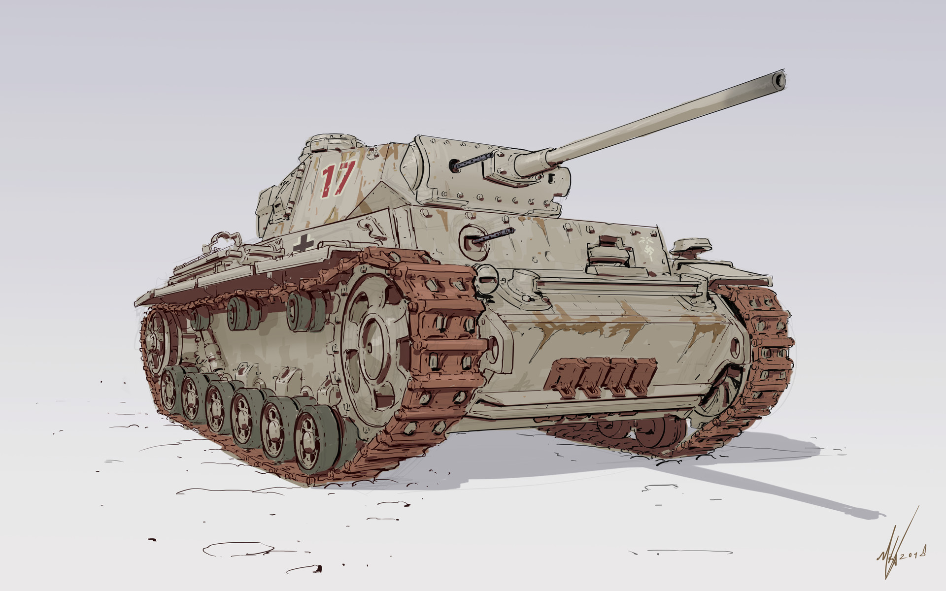 Michal Kus Artwork Digital Art Illustration Tank Panzer Iii Vehicle Sketches Perspective Military Si 1920x1200