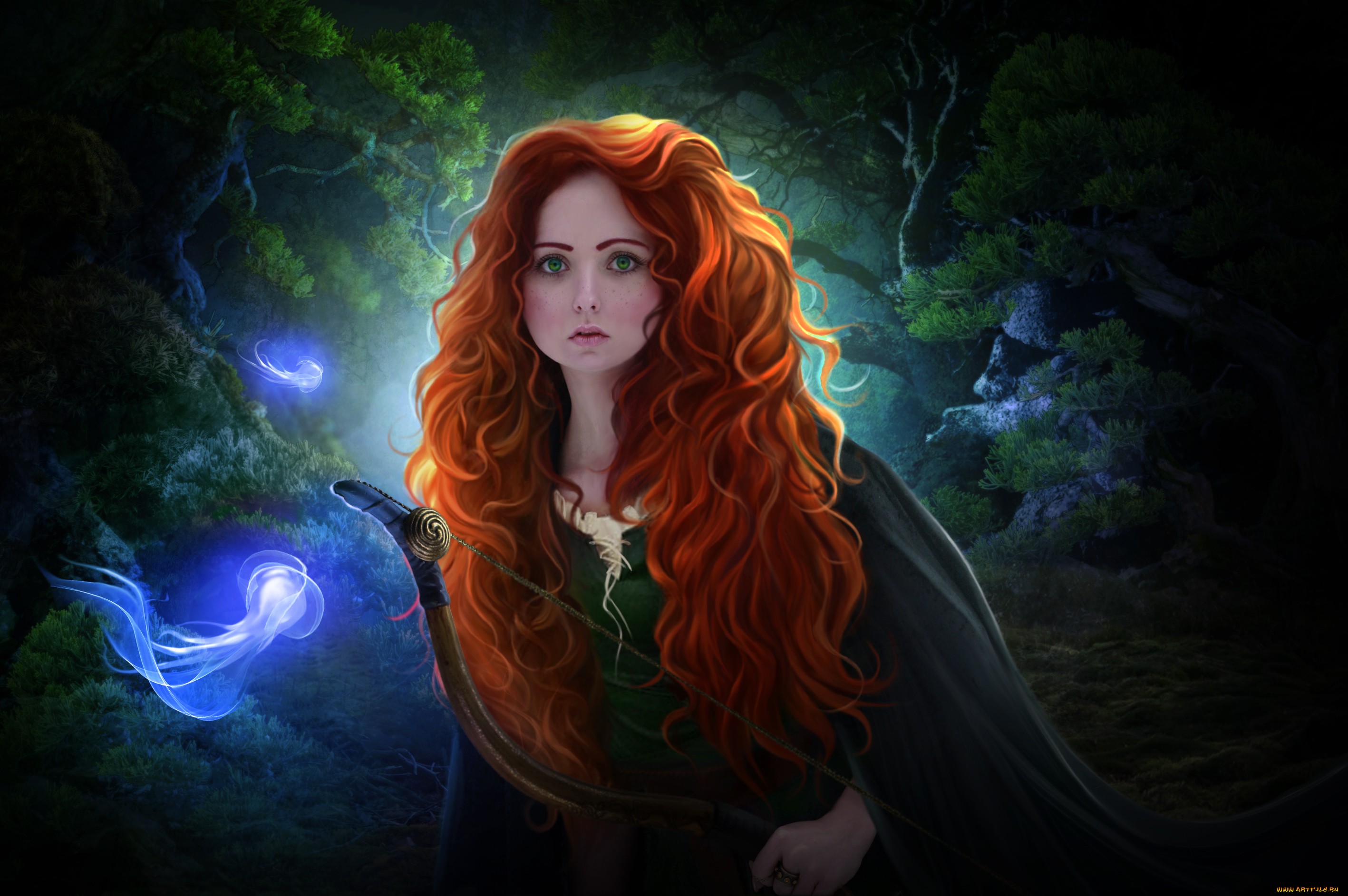 Redhead Fantasy Girl Long Hair Fantasy Art Brave Disney Princess Merida 283...