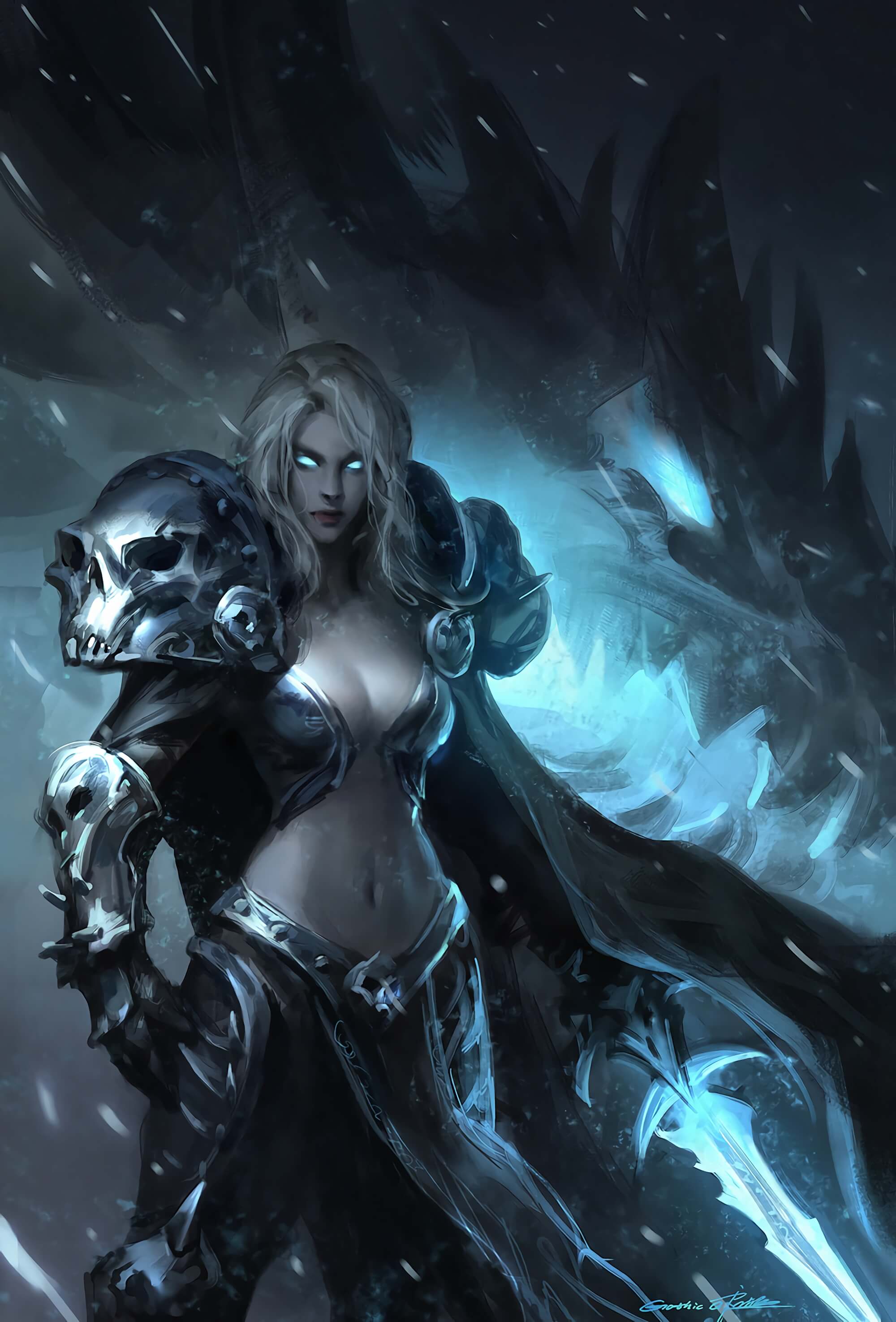 Digital Art Artwork Video Games Women Warcraft World Of Warcraft Long Hair Blonde Arthas Blue Eyes G 2000x2950