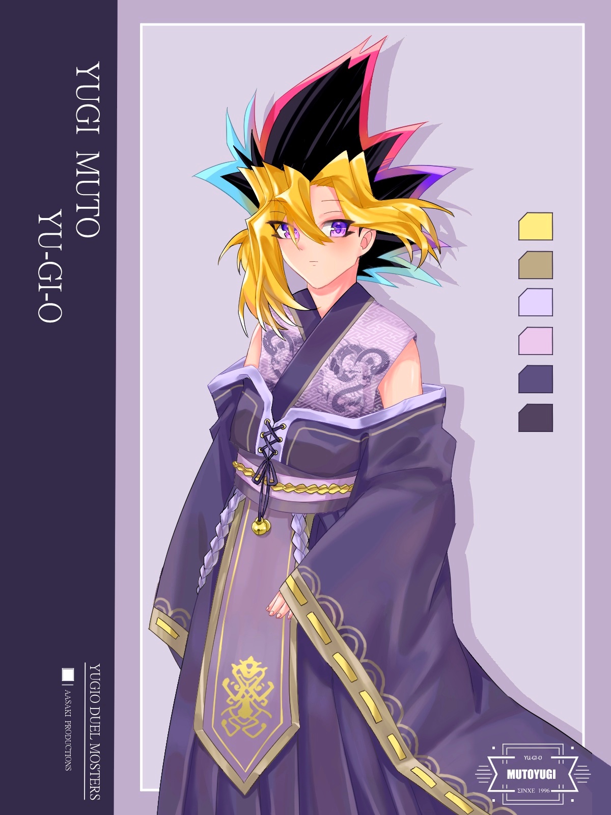 Yugi Moto Anime Girls Anime Blonde Purple Eyes 1200x1600