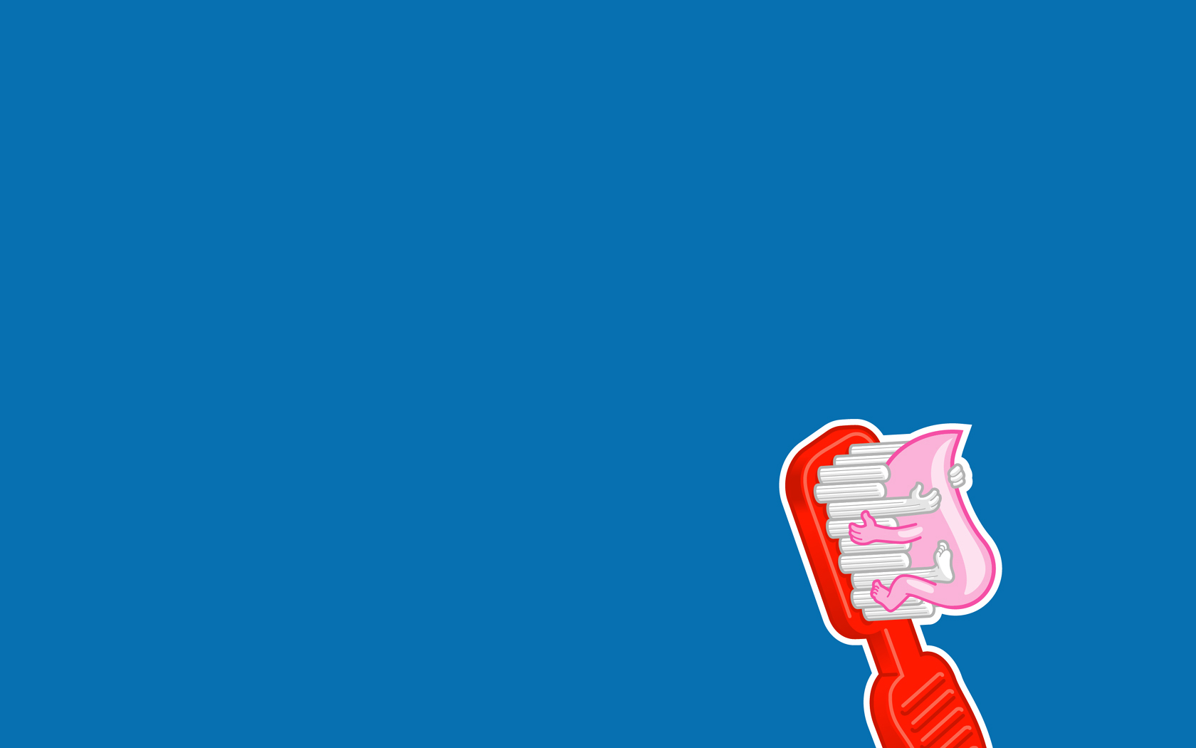 Toothbrush Minimalism Blue Humor Hugging Blue Background 1680x1050