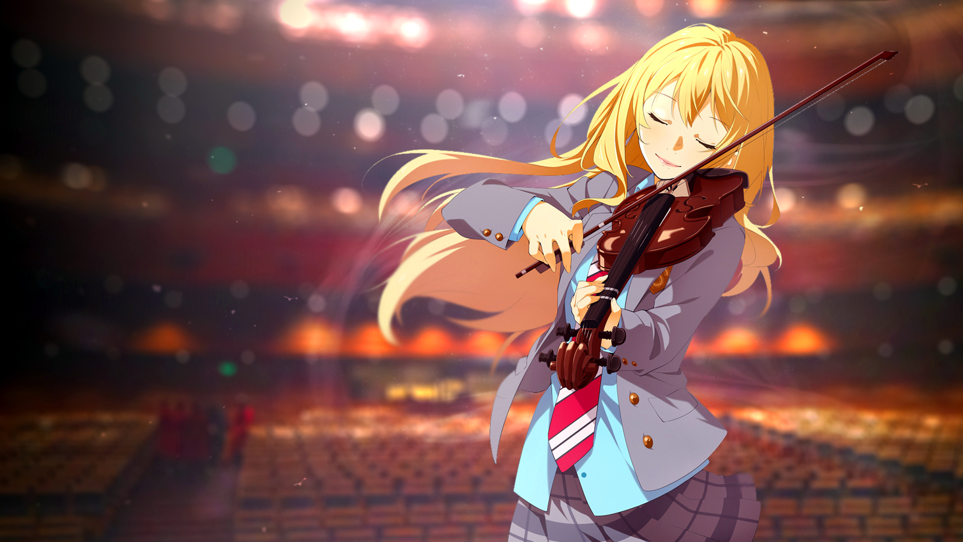 Anime Anime Girls Shigatsu Wa Kimi No Uso Blonde Long Hair School Uniform Miyazono Kaori 1920x1080