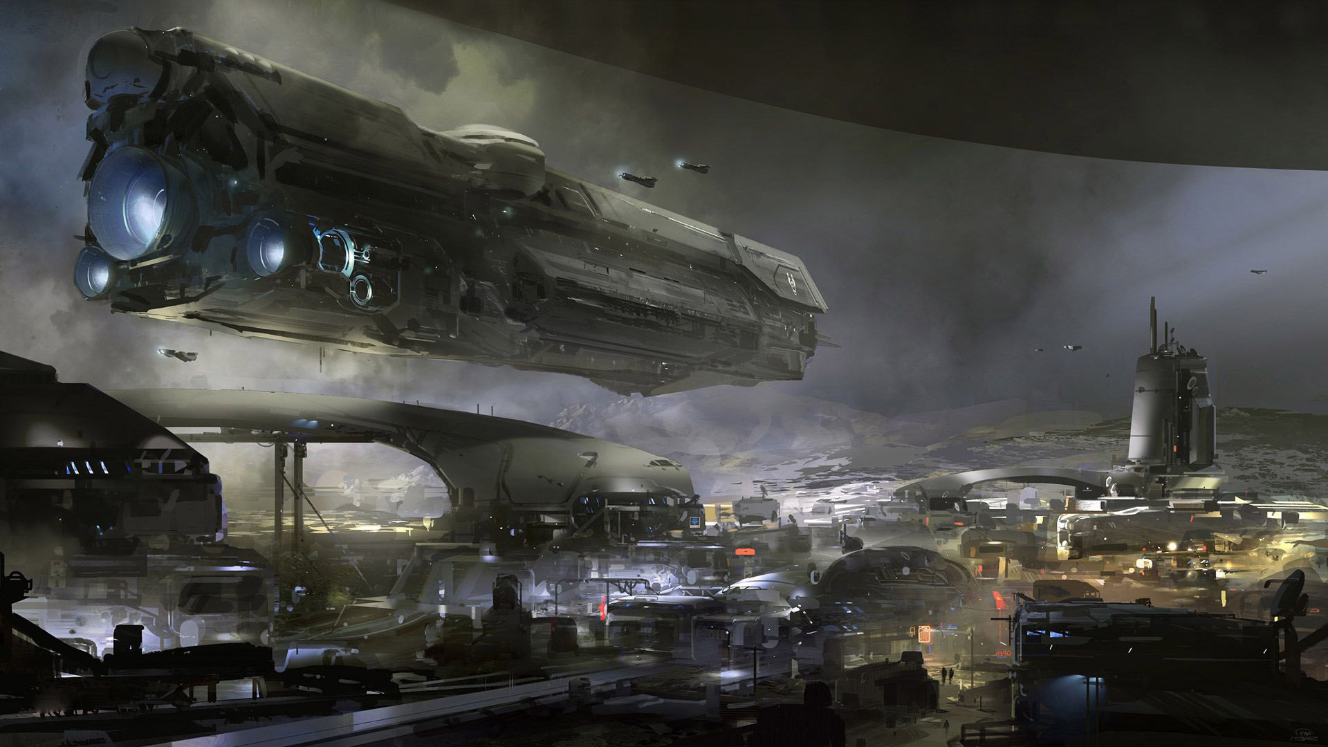 Halo Video Game Art Video Games Spaceship UNSC Infinity Digital Art Futuristic City Science Fiction  1920x1080