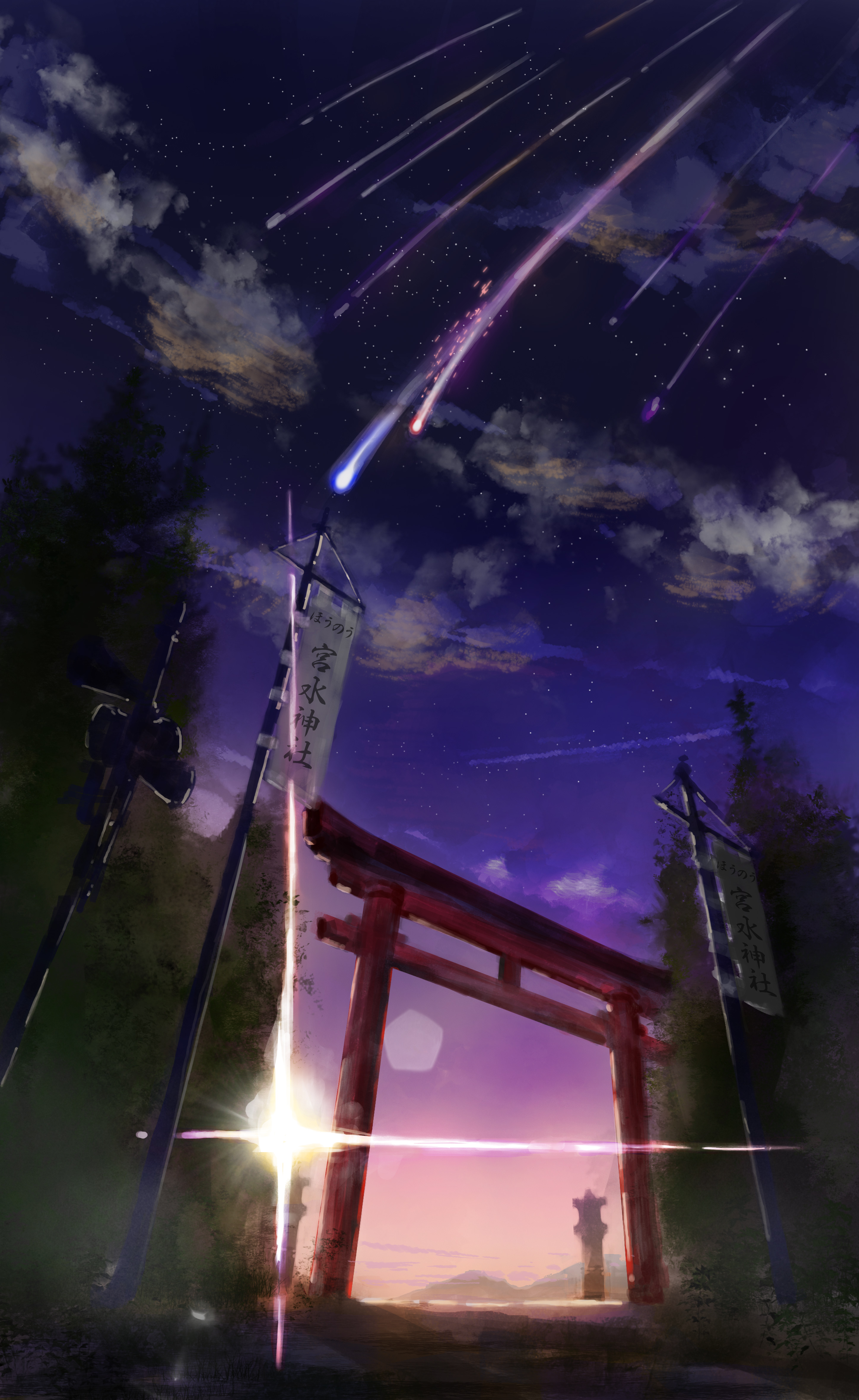 Your Name Kimi No Na Wa Sky Torii Meteors 2895x4716