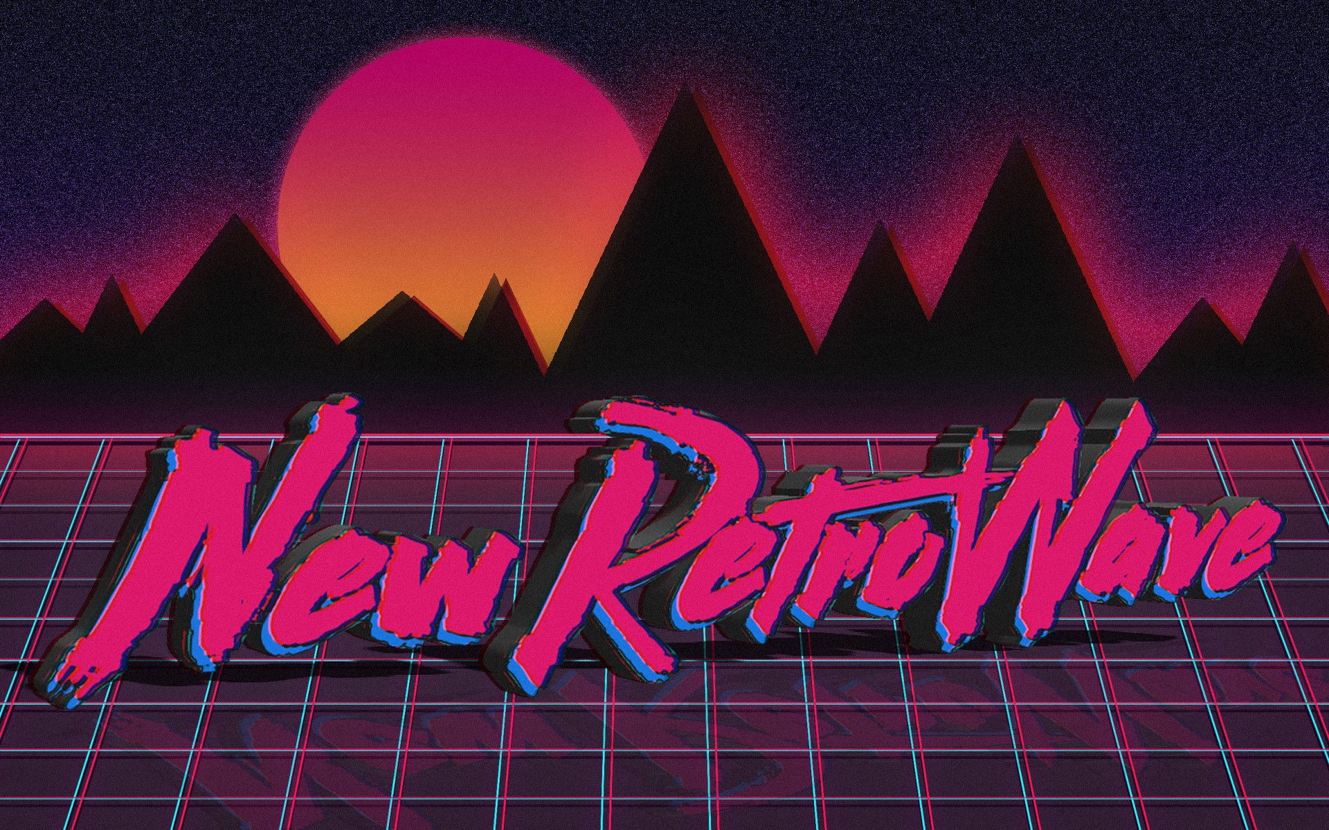 New Retro Wave Neon 1980s Synthwave Vintage Typography Digital Art 1920x1200