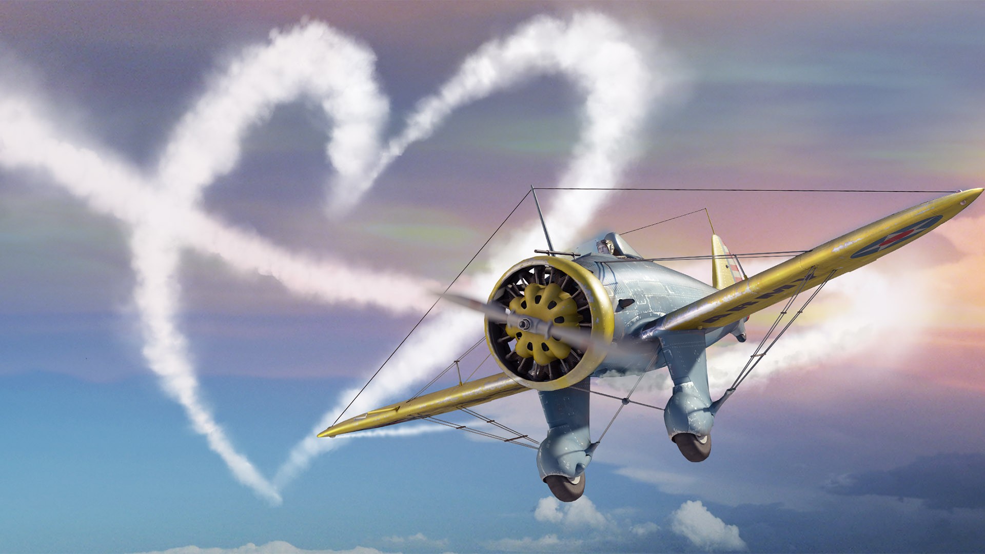 War Thunder Airplane Gaijin Entertainment Heart Contrails Video Games 1920x1080