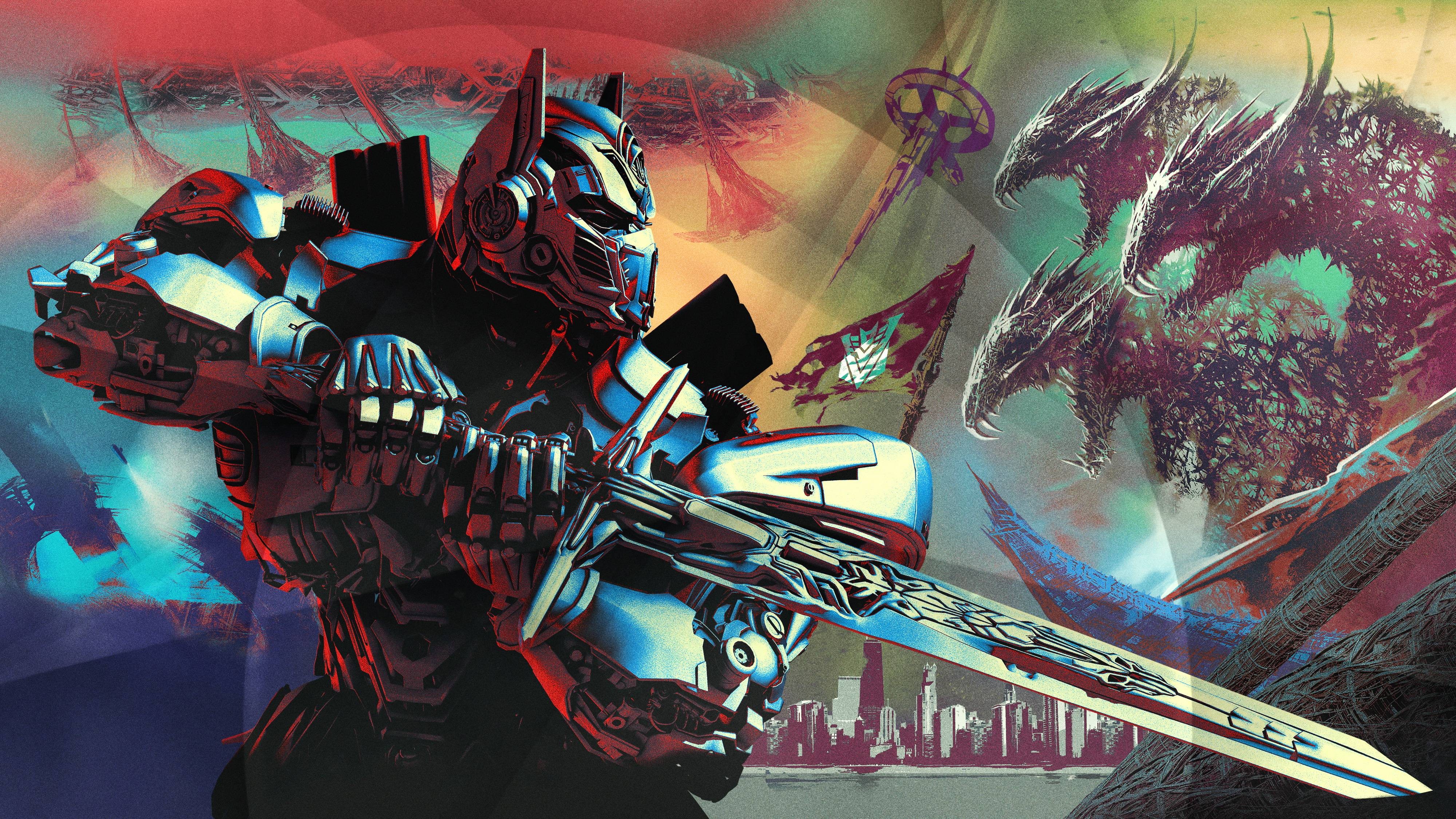 Transformers Transformers The Last Knight Movies Optimus Prime Sword Digital Art Robot Science Ficti 4000x2250