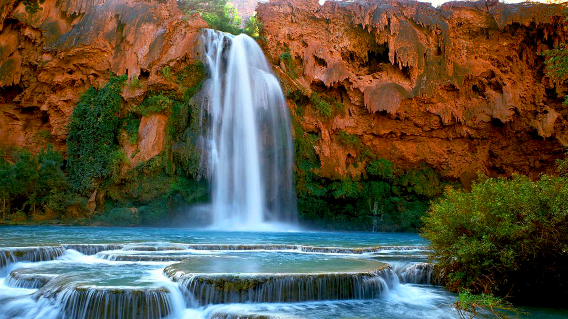 Earth Havasu Falls Waterfall Rock Arizona 1920x1080