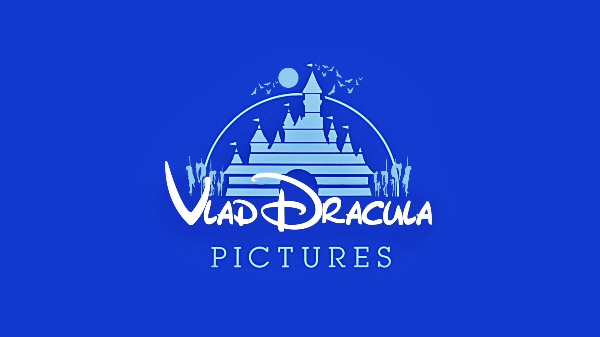 Humor Logo Dracula Castle Bats Blue Background Walt Disney Blue 1920x1080