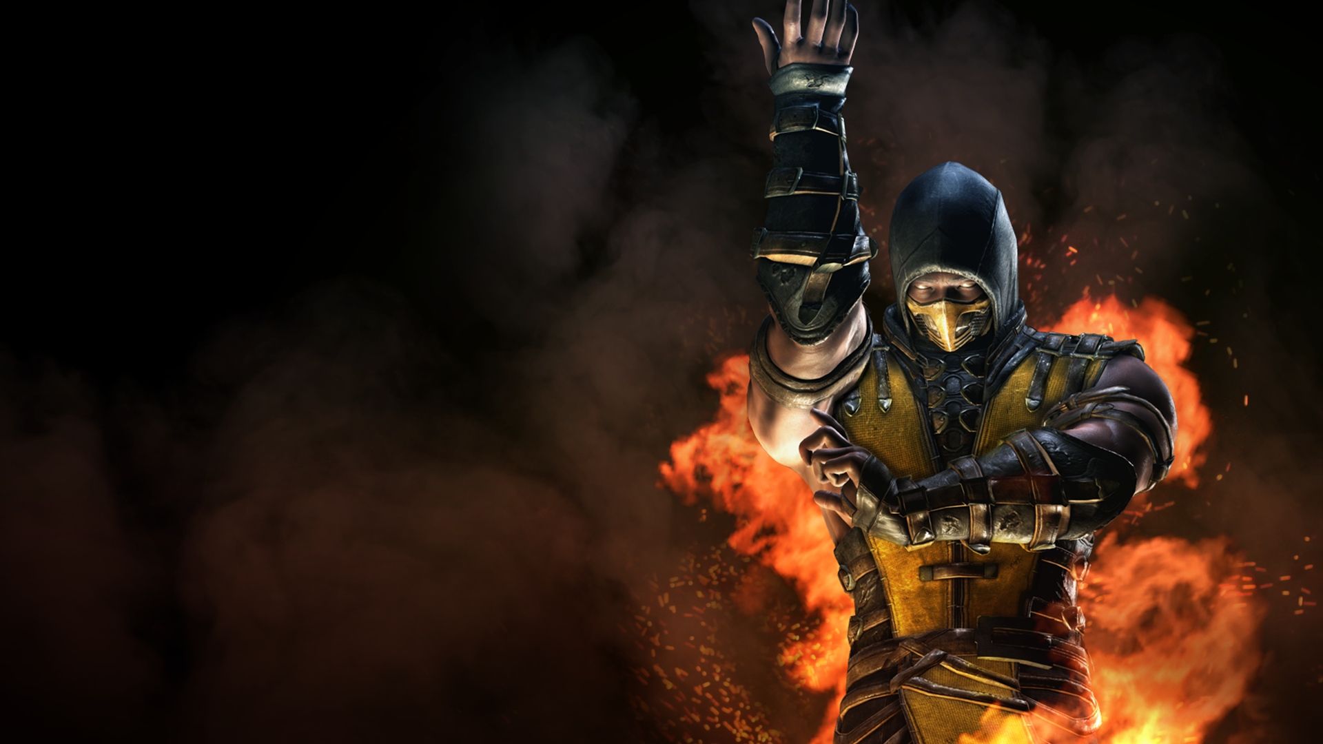 Scorpion Character Mortal Kombat Game Poster Fire Video Game Warriors Video Games 1920x1080