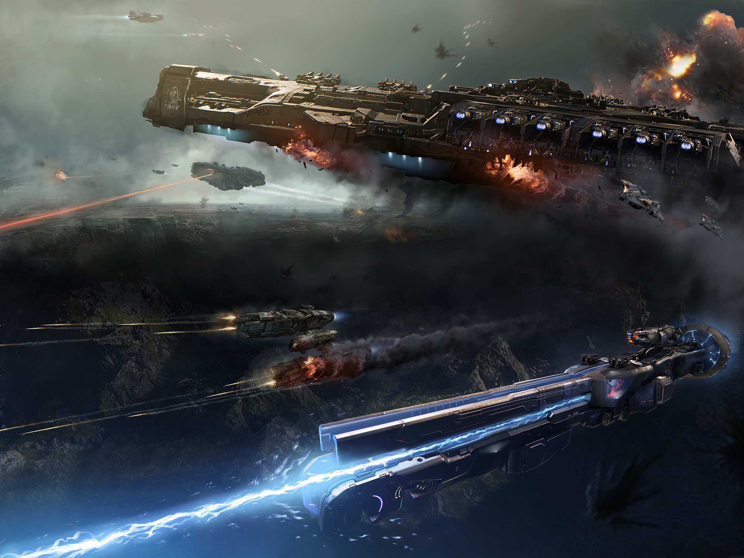 Science Fiction Space Battle Futuristic Dreadnought 2500x1875