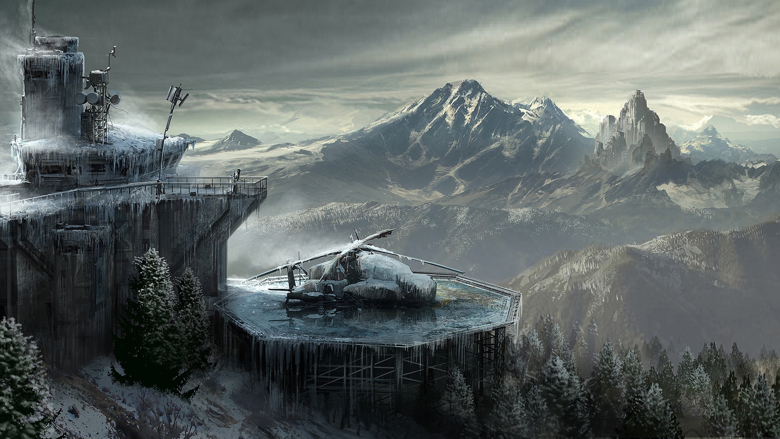 Concept Art Rise Of The Tomb Raider Video Games Snow Military Base Tomb Raider 2560x1440