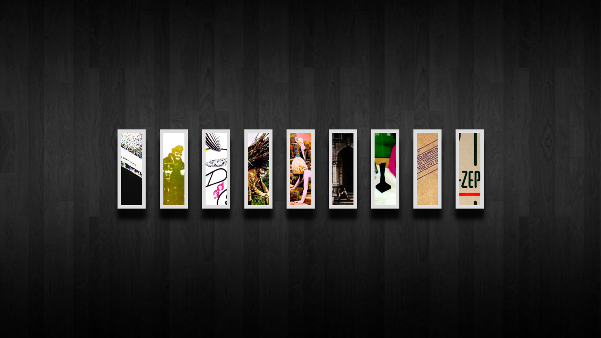 Led Zeppelin Album Covers Collage Wooden Surface 1920x1080