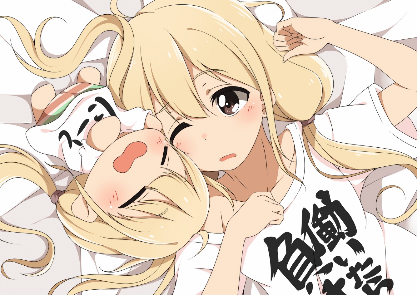 Wink Blonde Blushing Brown Eyes Doll Futaba Anzu THE IDOLM STER Cinderella Girls Long Hair Twintails 1335x945