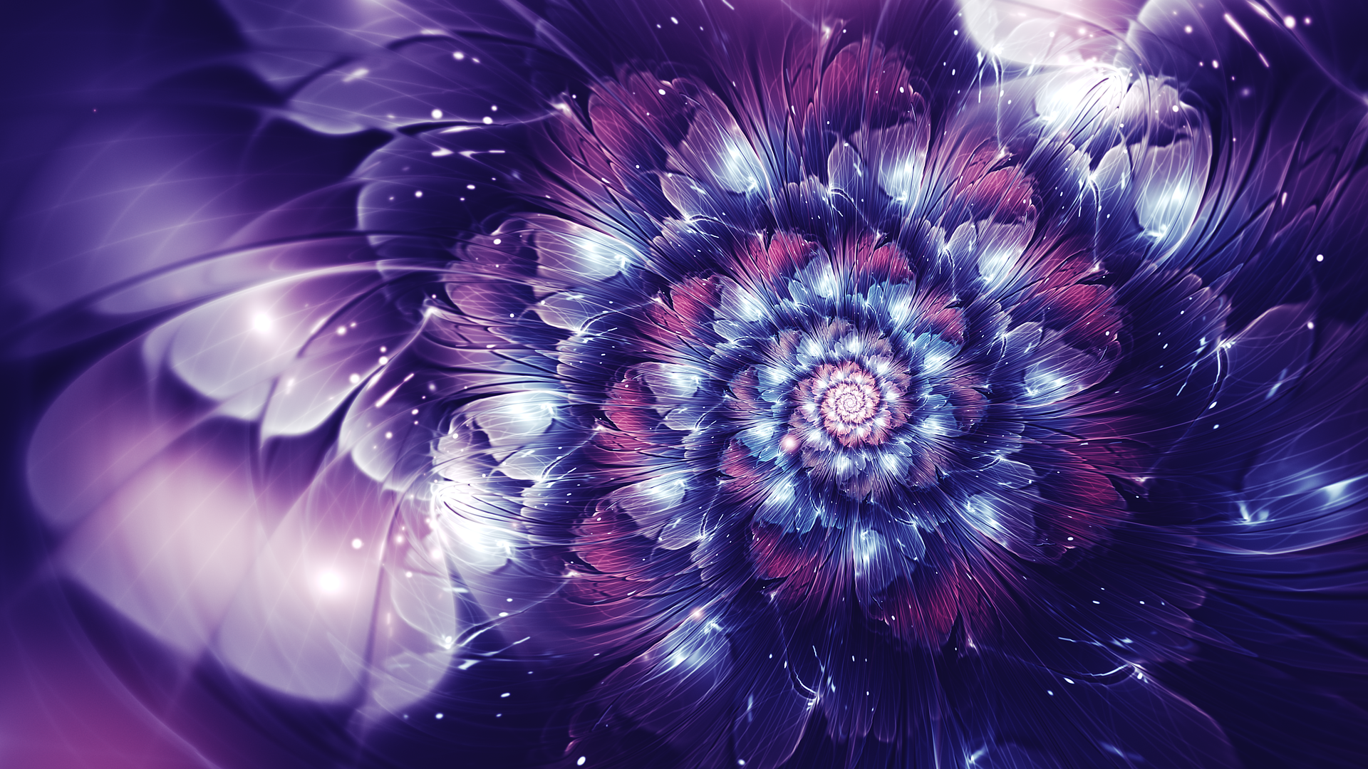 Abstract Fractal Fractal Flowers Glowing Digital Art Violet 1920x1080
