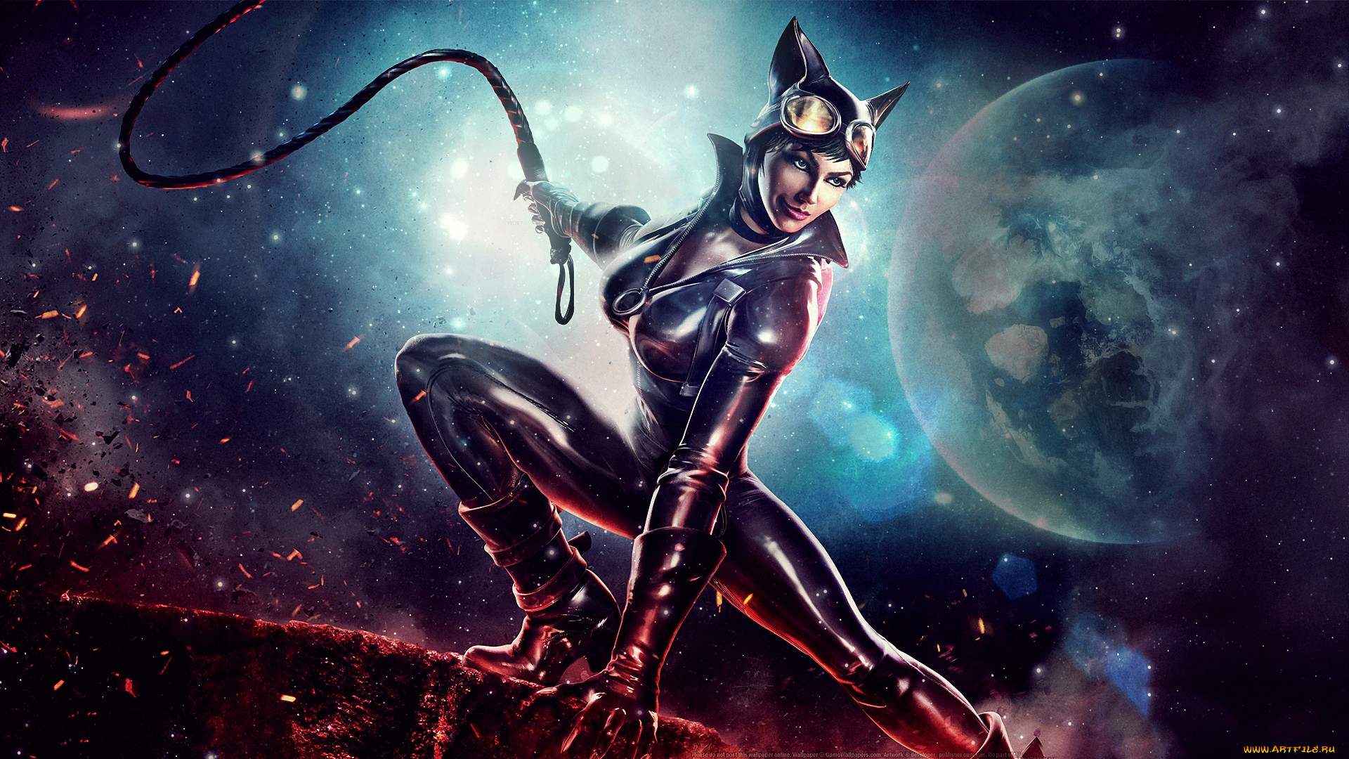 Fantasy Girl Fantasy Art Moon Catwoman Whips 1920x1080
