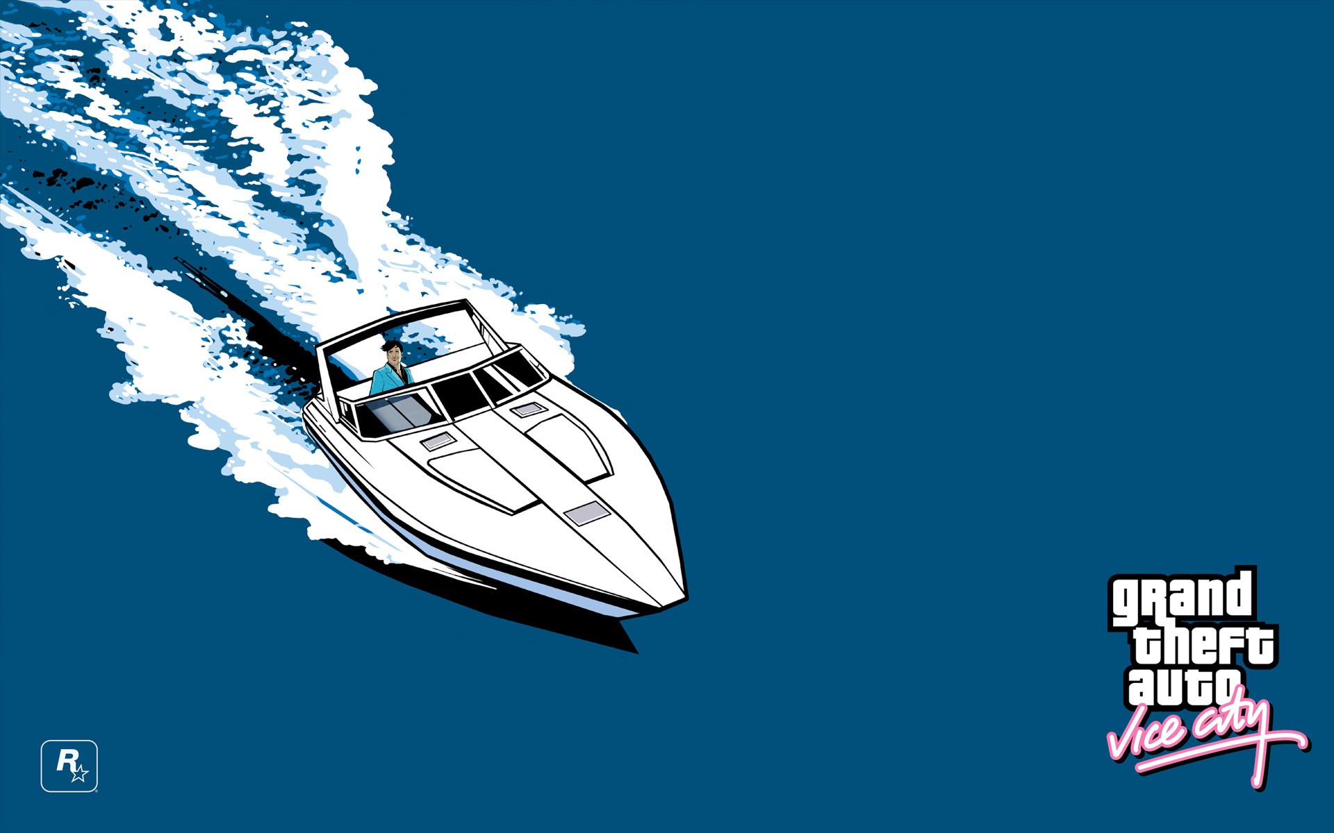 Grand Theft Auto Vice City Boat Sea Rockstar Games Logo Grand Theft Auto 1920x1200