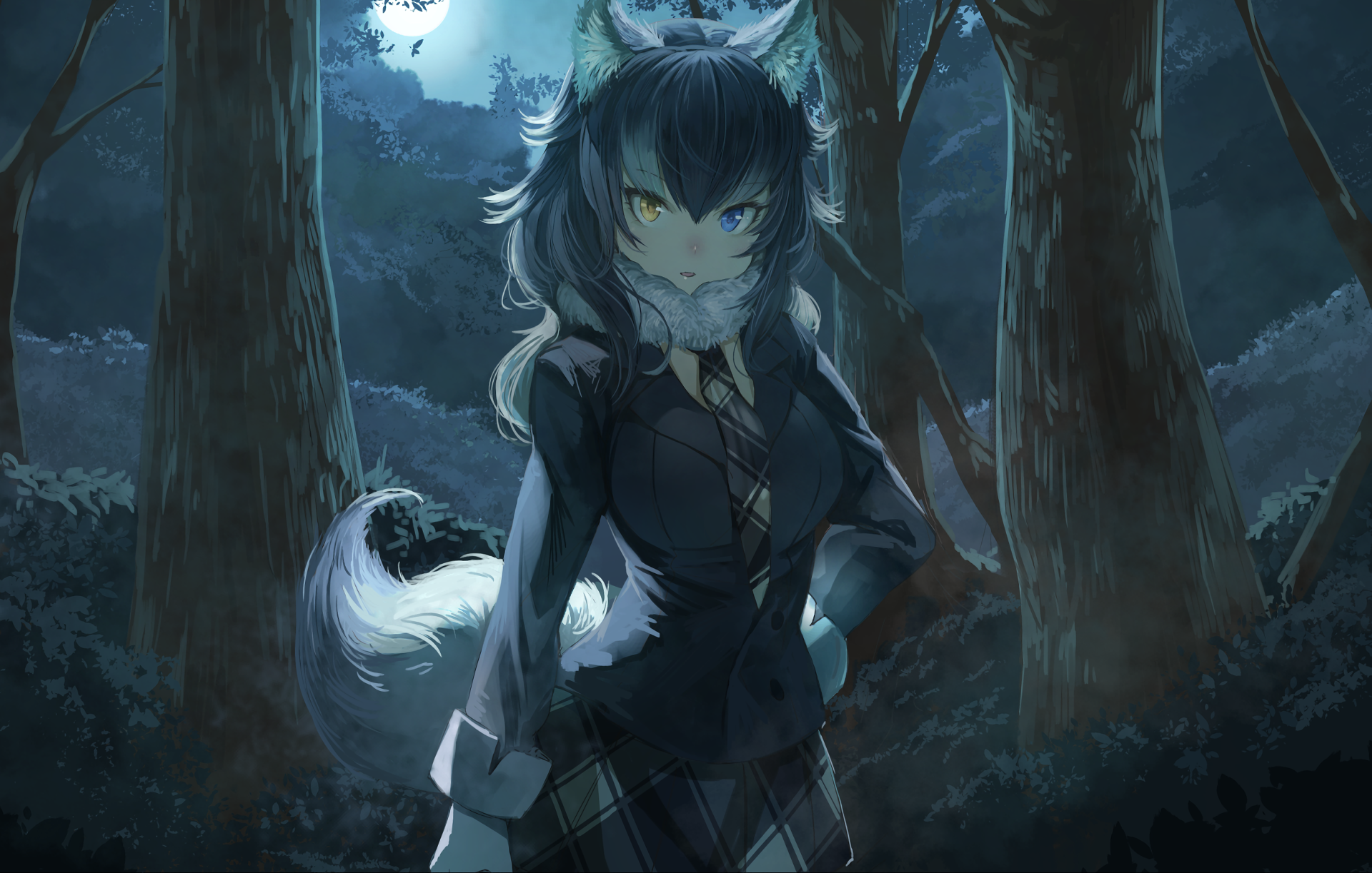 Grey Wolf Kemono Friends Heterochromia 1920x1223