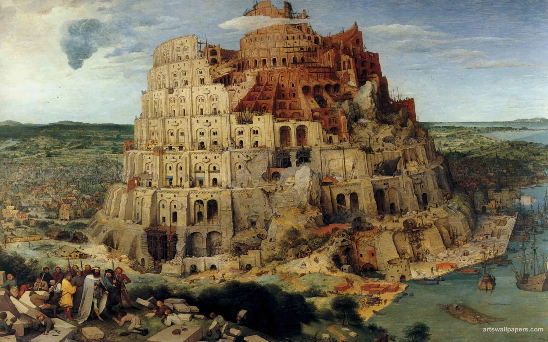 Painting Tower Of Babel Classical Art Artwork 1920x1200