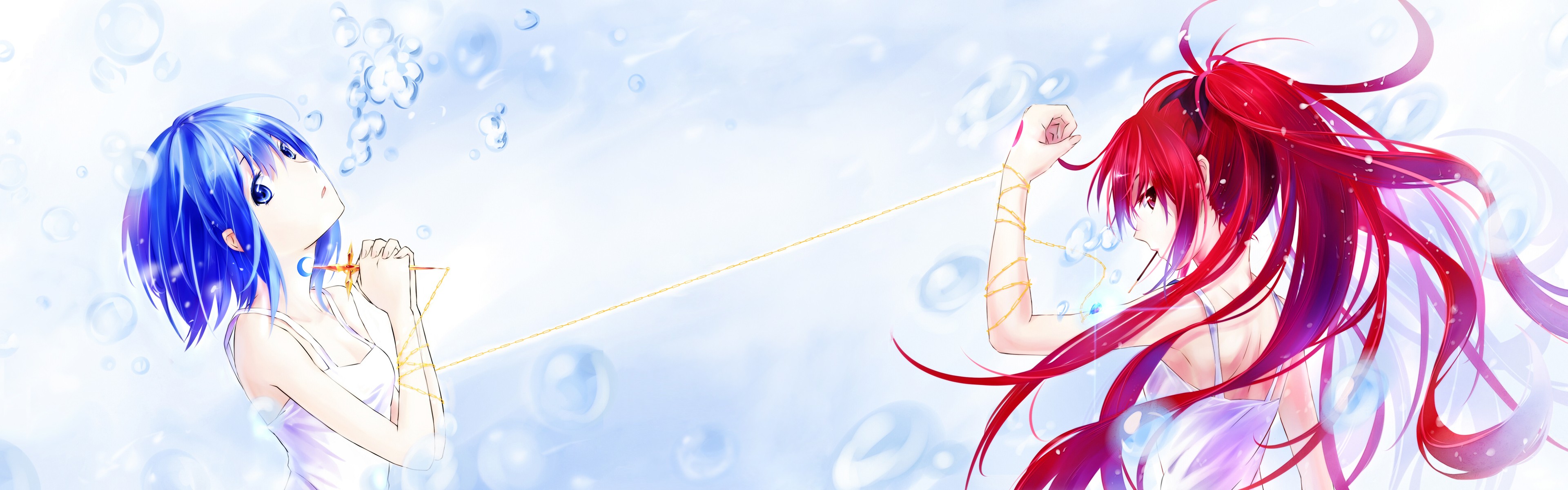 Anime Girls Anime Mahou Shoujo Madoka Magica Miki Sayaka Sakura Kyoko 3840x1200