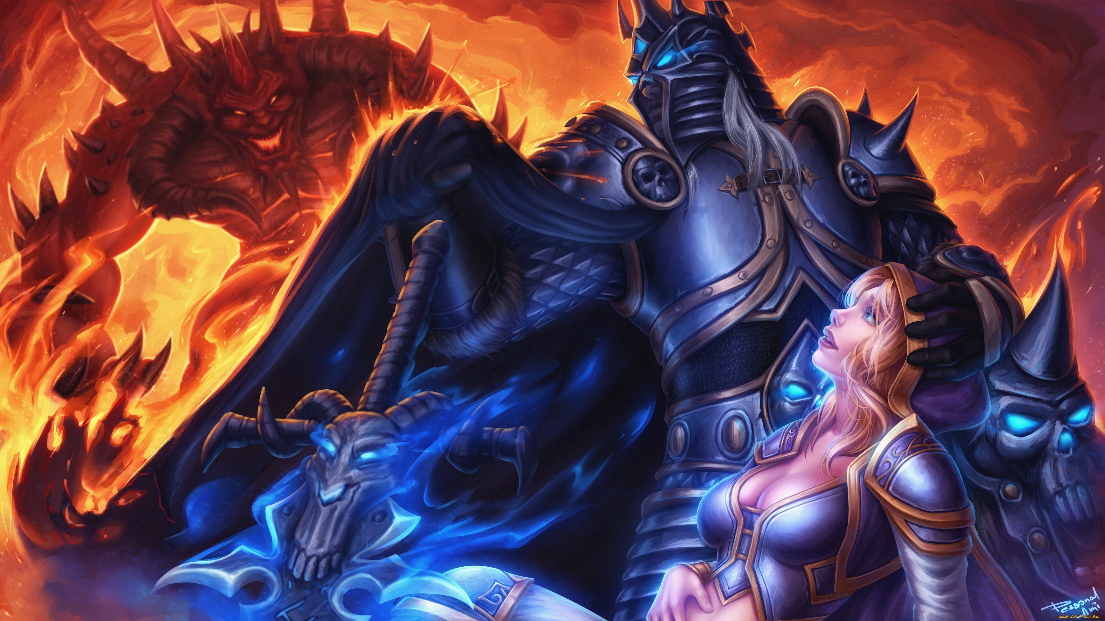 Fantasy Art Artwork World Of Warcraft Lich King Jaina Proudmoore Diablo Iii 3556x2000
